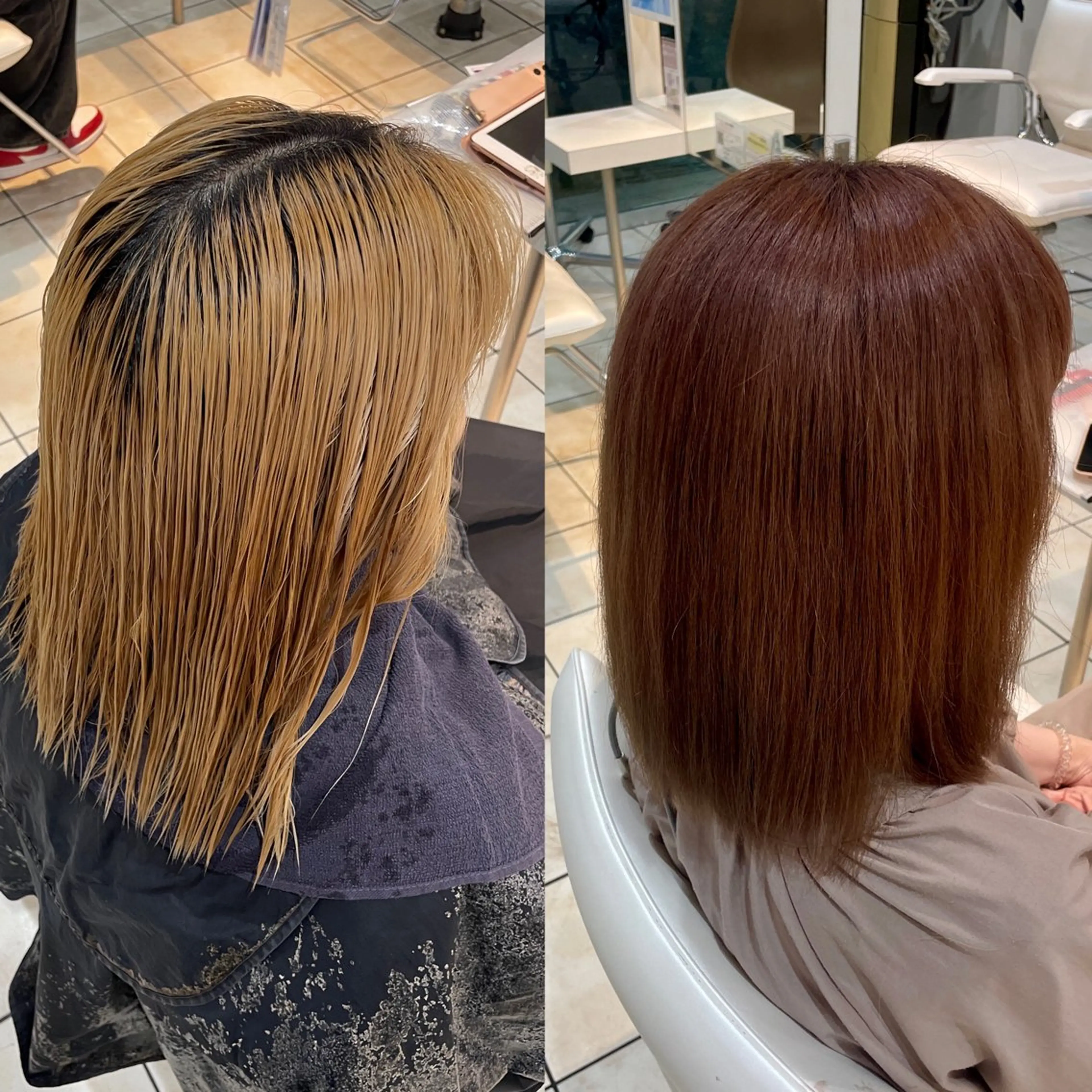 ミディアム カラー ブラウンカラー オレンジ オレンジブラウン カット ヘアカラー ブリーチ/ヘアセット 【𝙍𝙞𝙣𝙤】のヘアスタイル