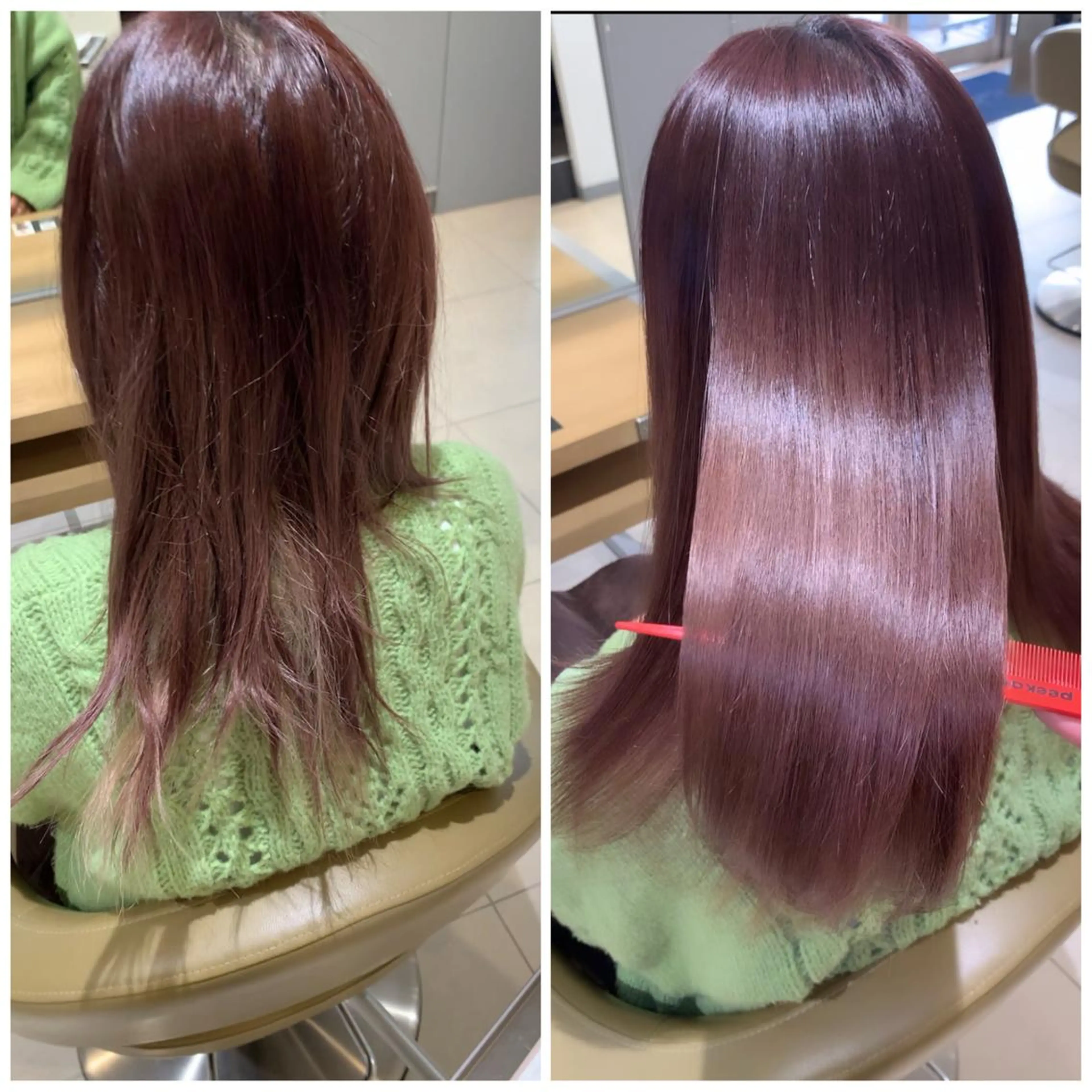 ロング 髪質改善 韓国風ヘア 縮毛矯正 トリートメント 酸性ストレート カット トリートメント 美髪ストレート AOYAGIのヘアスタイル