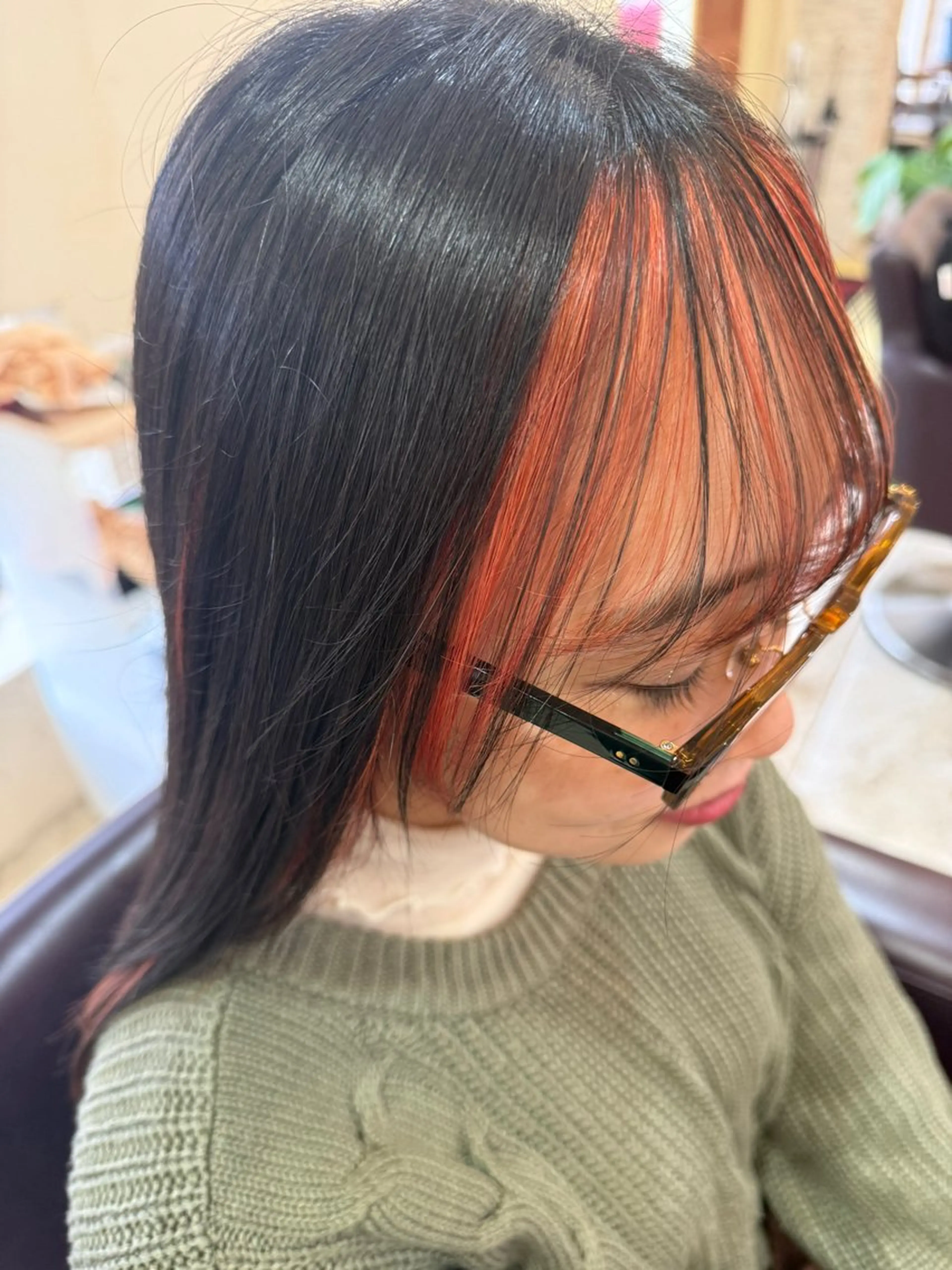 ロング ヘアカラー 端野七海 縮毛矯正のヘアスタイル