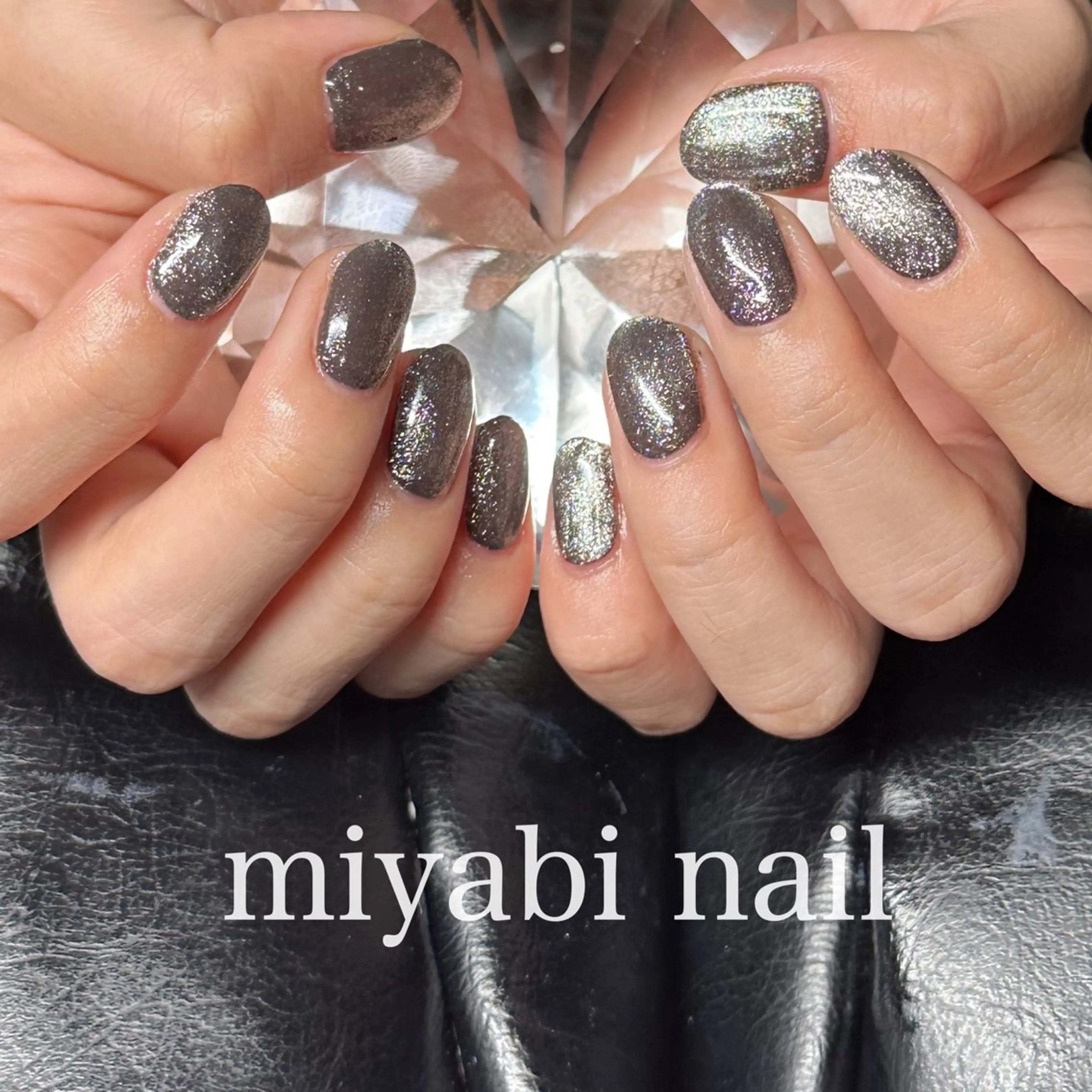 ネイル ジェルネイル キラキラネイル マグネットネイル マグネットワンカラー 持ち込み ハンドネイル miyabi nail 桂川駅近くのネイルデザイン