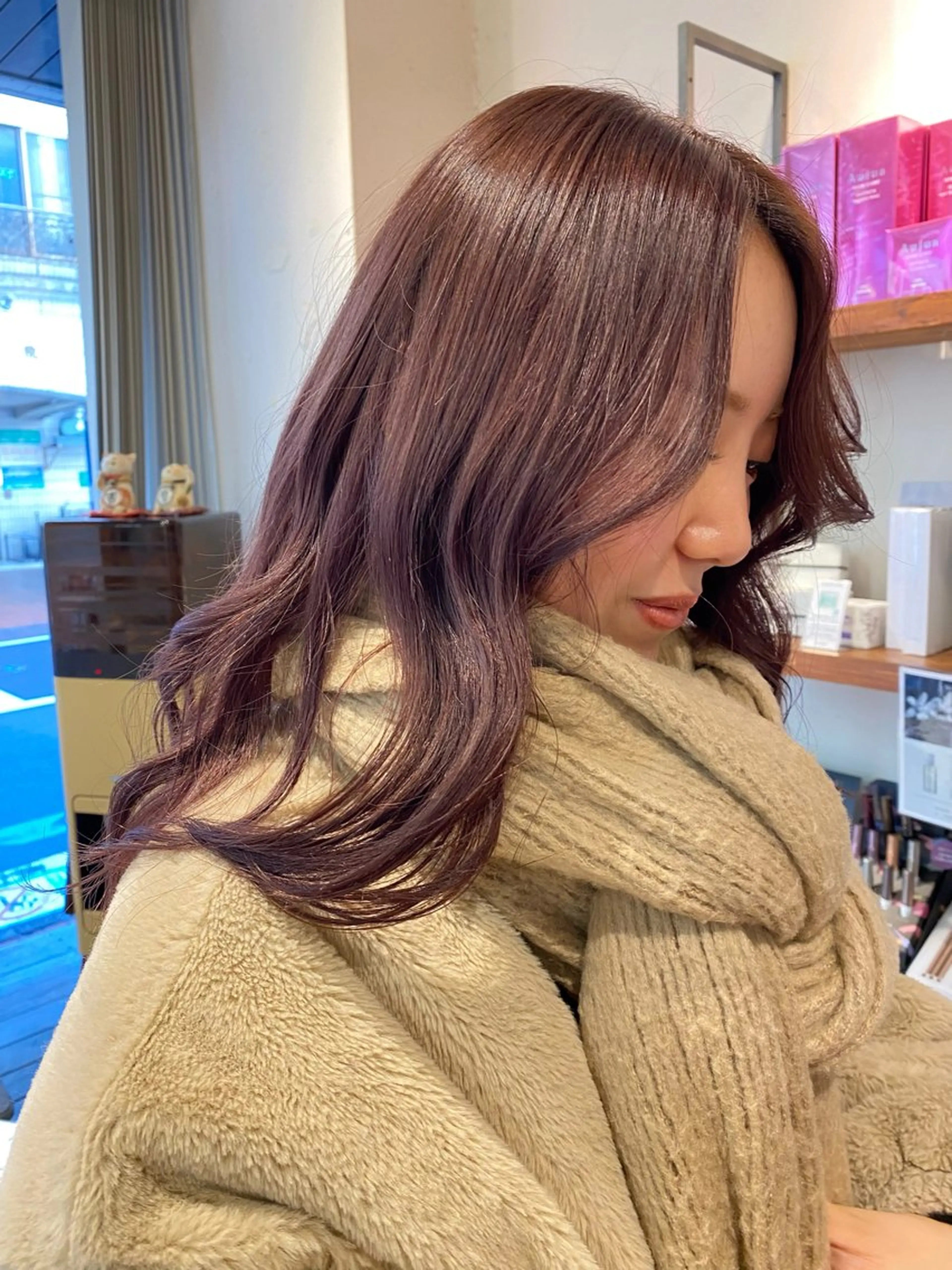 セミロング カラー 透明感カラー ラベンダーカラー ヘアカラー ナチュラルヘア🫧 ナナミのヘアスタイル