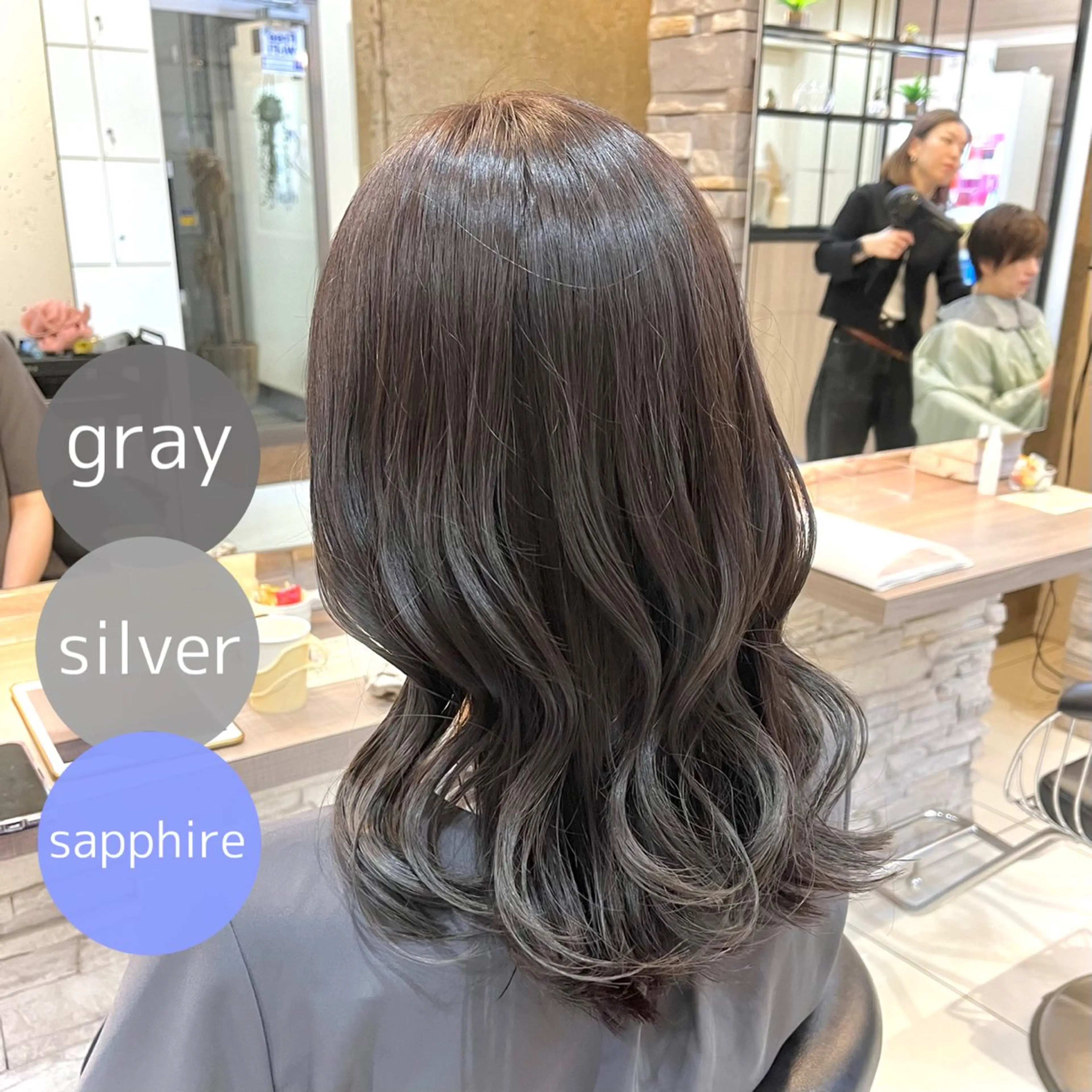 ミディアム カラー グレージュ 透明感カラー/ くびれヘア/館岡俊平のヘアスタイル