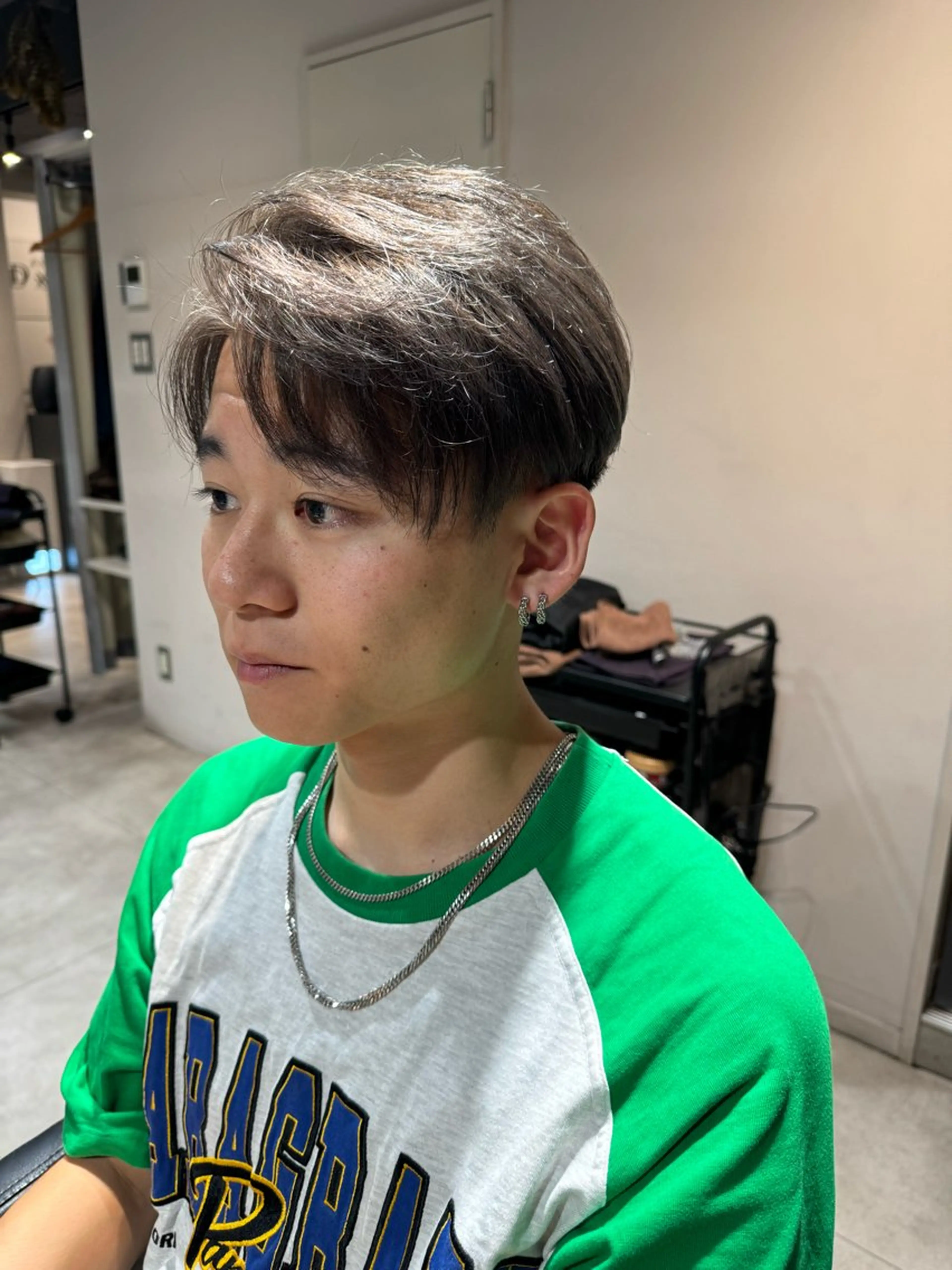 ミディアム カラー メンズ ベージュカラー シルバー シルバーベージュ ヘアカラー トリートメント 似合う髪型が 分からない方へのヘアスタイル