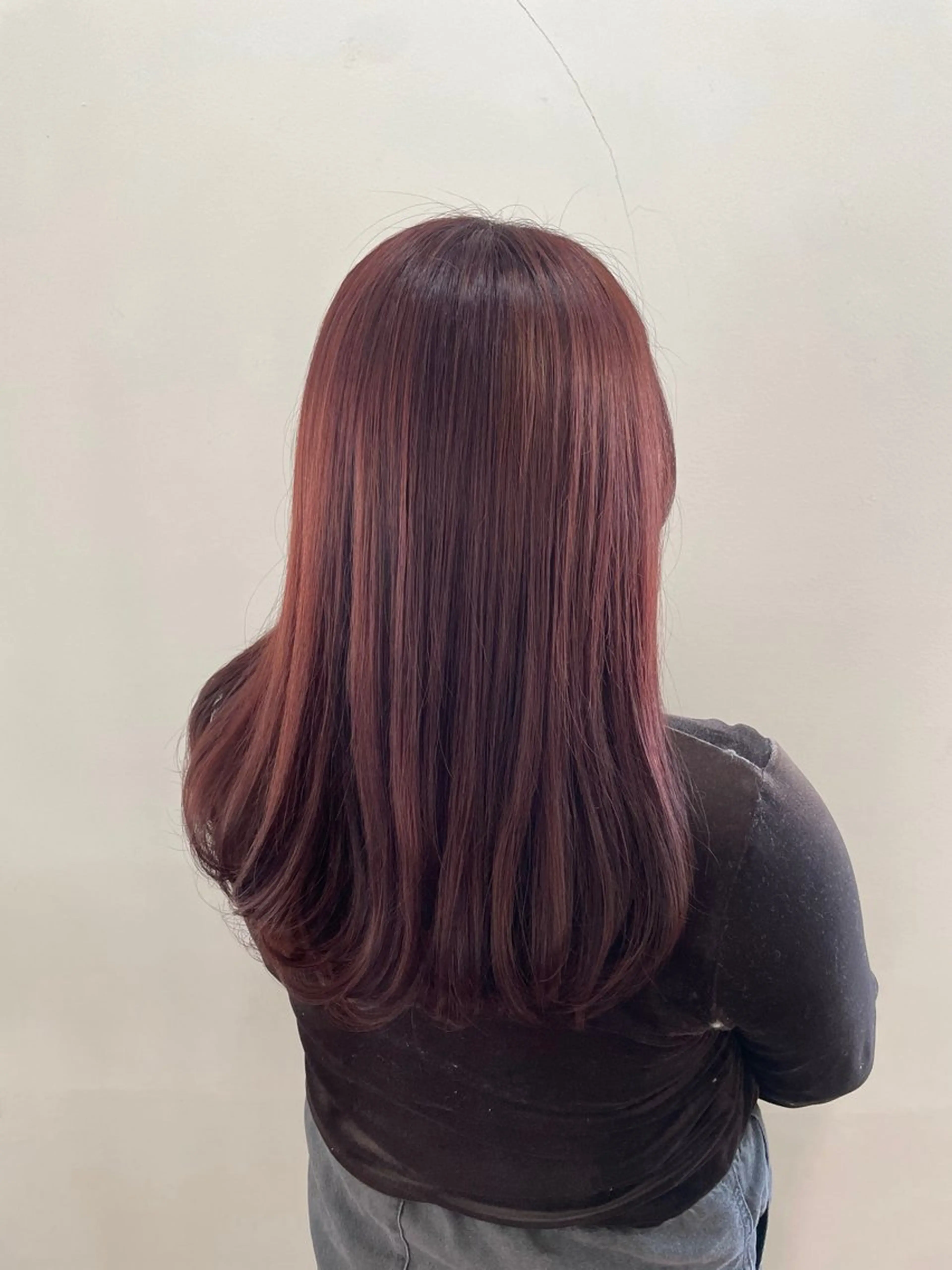 セミロング カラー ブリーチ ブラウンカラー ブリーチなしカラー レッドカラー ボブ カット ヘアカラー mopa_kaede ナチュラル/レイヤーのヘアスタイル