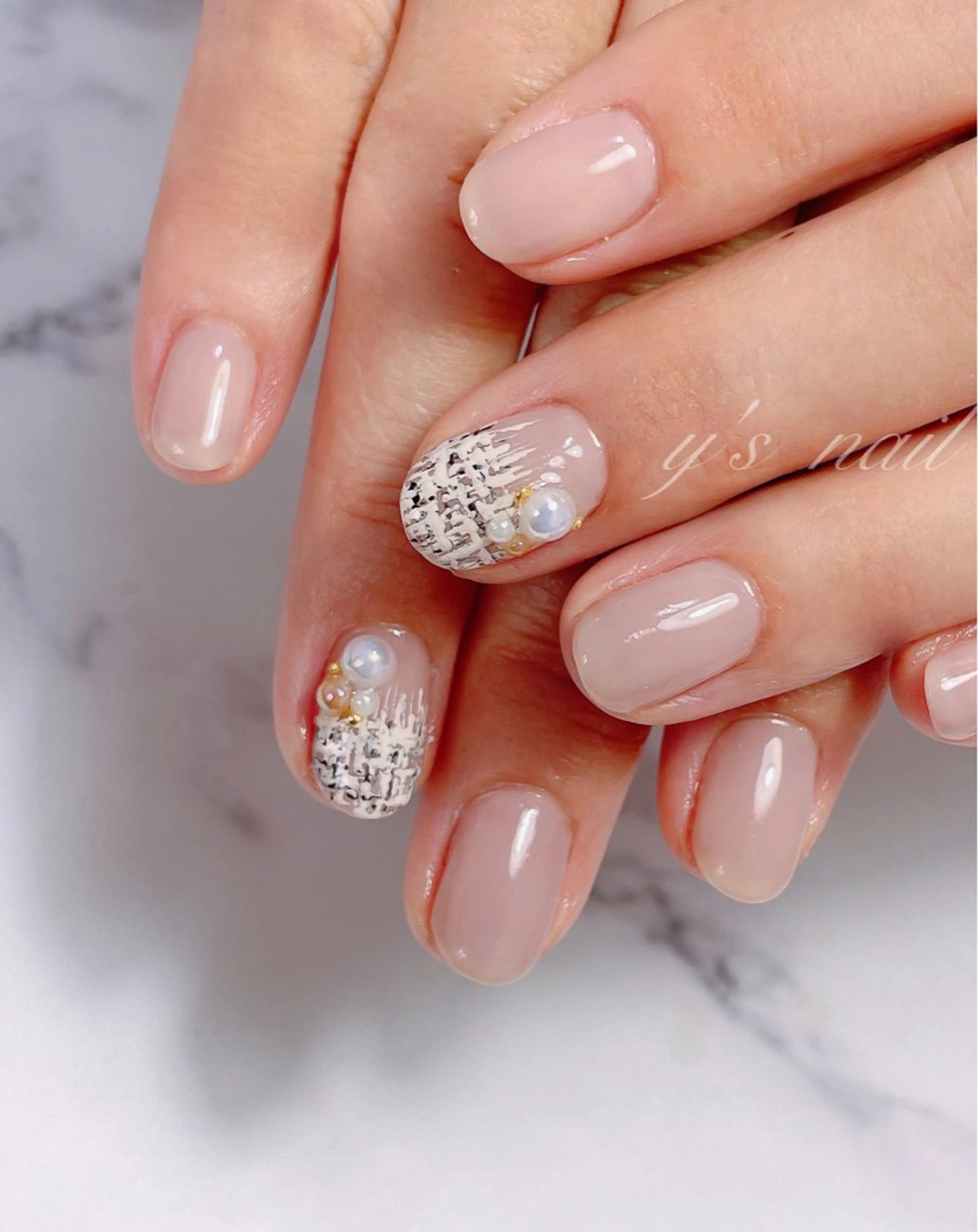 ネイル ツイードネイル ハンドネイル y’s nail ✧ゆきのネイルデザイン