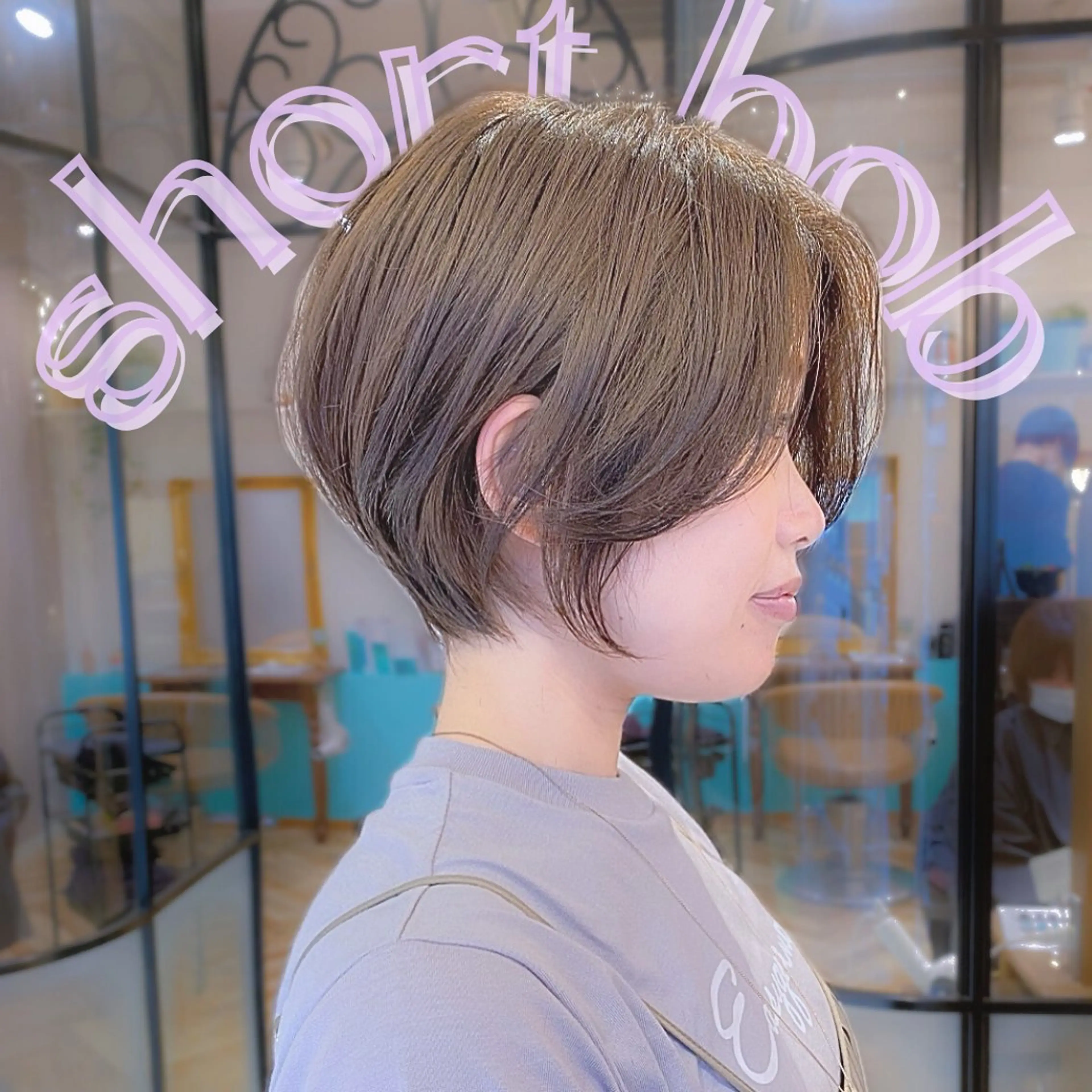 ショート 縮毛矯正/ストンボブ Wカラー💎ヒデジのヘアスタイル