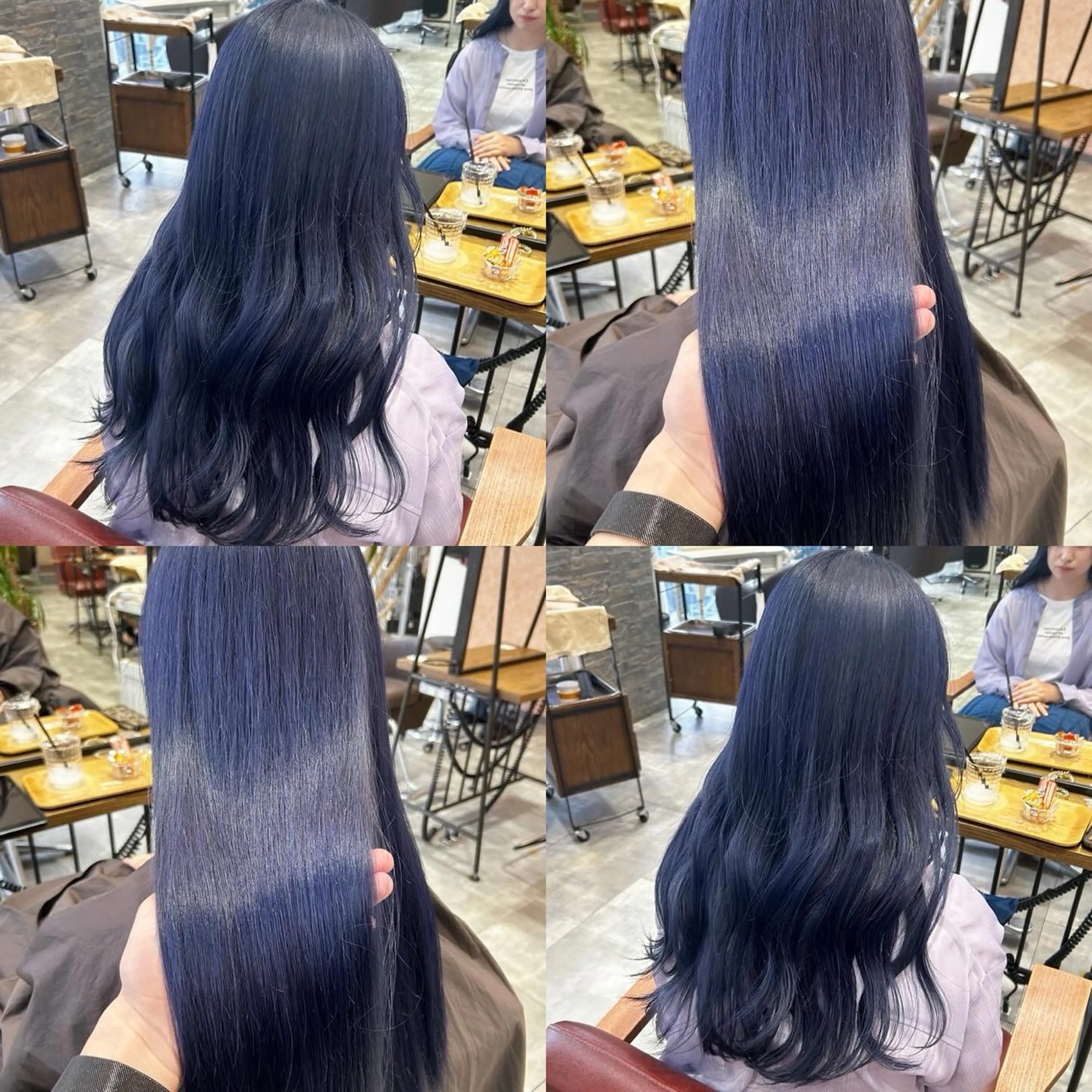 ミディアム カラー ブリーチ ブルーカラー ネイビーカラー 梅田美容室/ ウルフカットのヘアスタイル