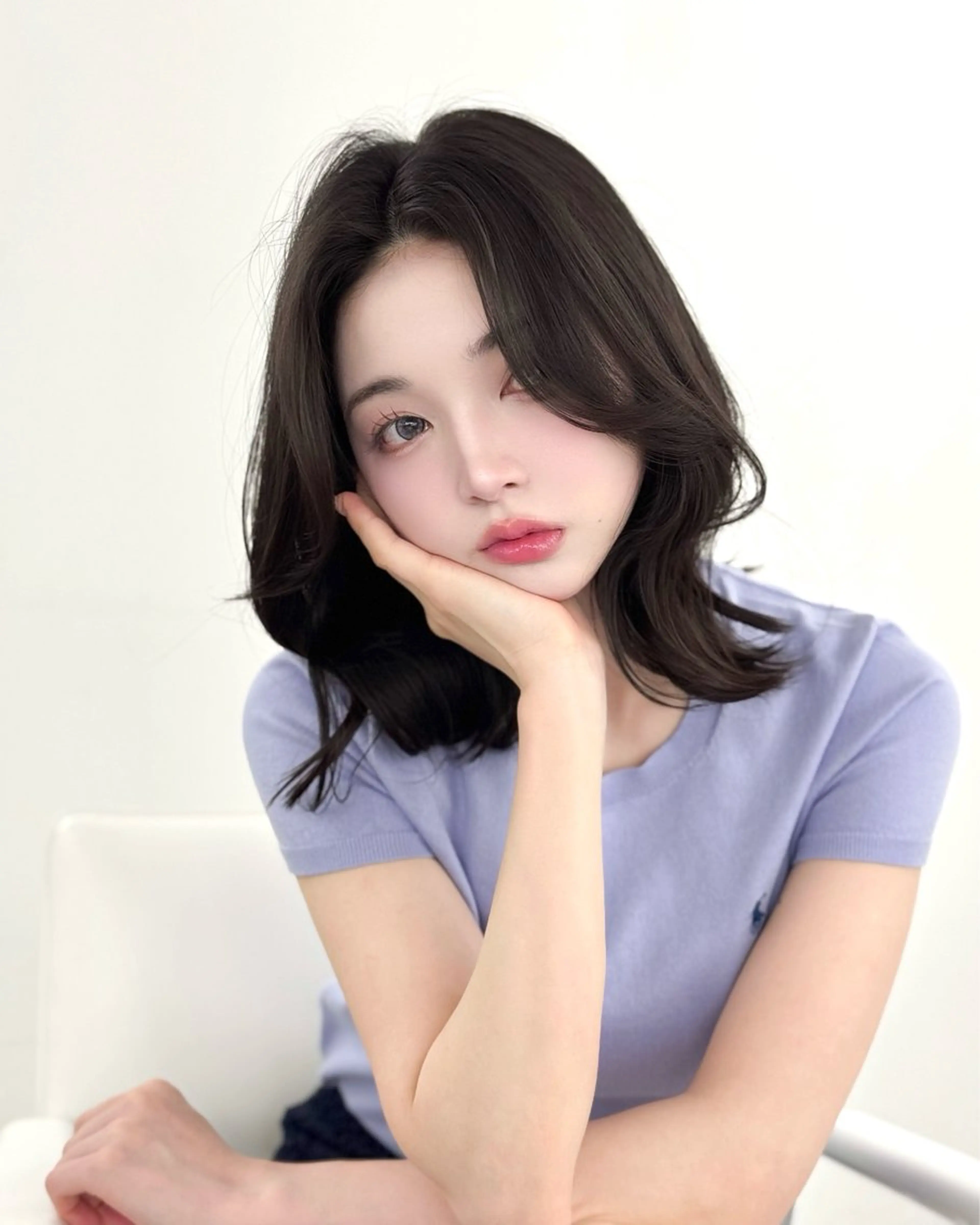 ミディアム カラー 韓国ヘア　紗希 🦋のヘアスタイル