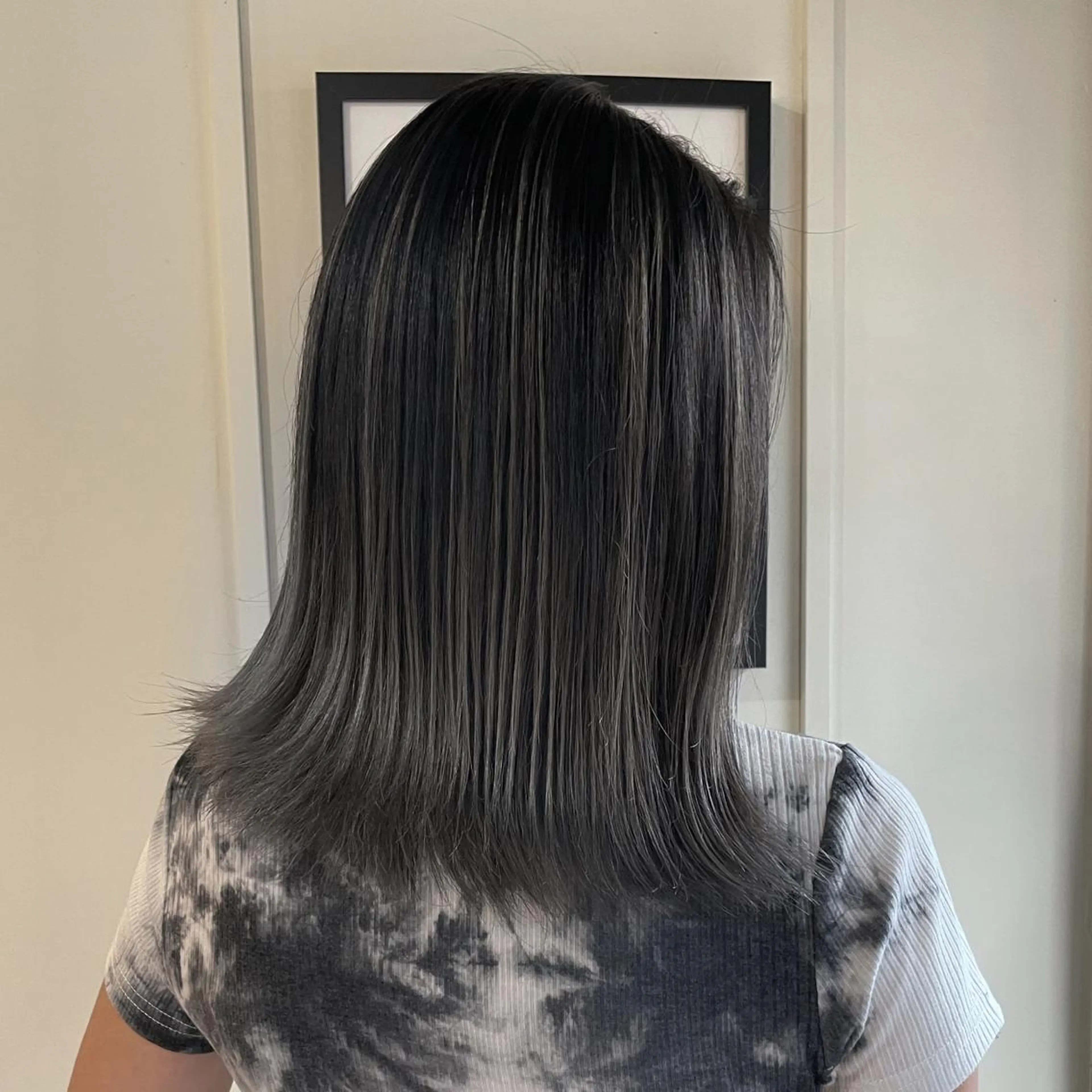 ミディアム カラー アッシュ アッシュグレー バレイヤージュ ハイライトカラー ハイライト ナガミネアリサ/ 学芸大学/海外ヘアのヘアスタイル