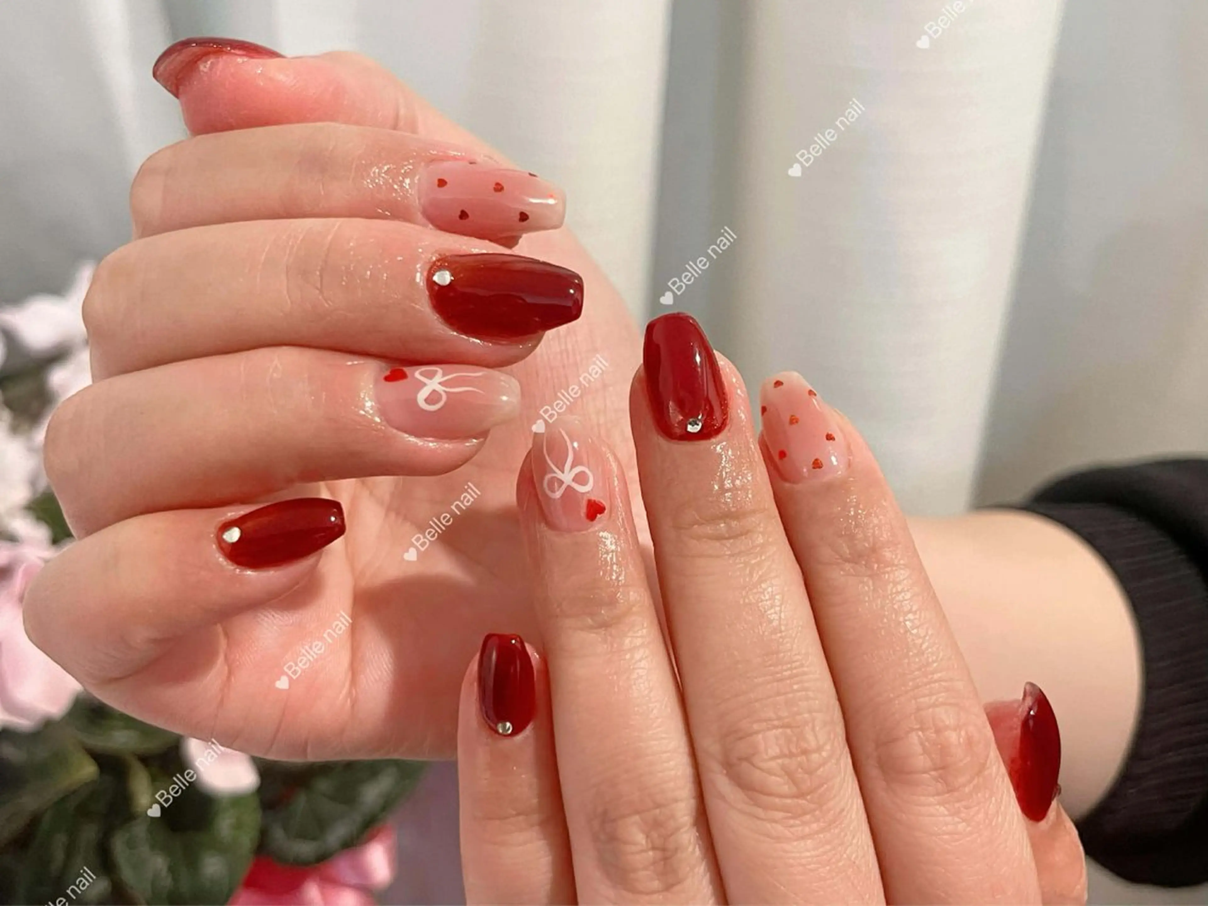 ネイル チークネイル クリアネイル ガーリー キラキラネイル 韓国ネイル アンアンBelle Nail 池袋のネイルデザイン