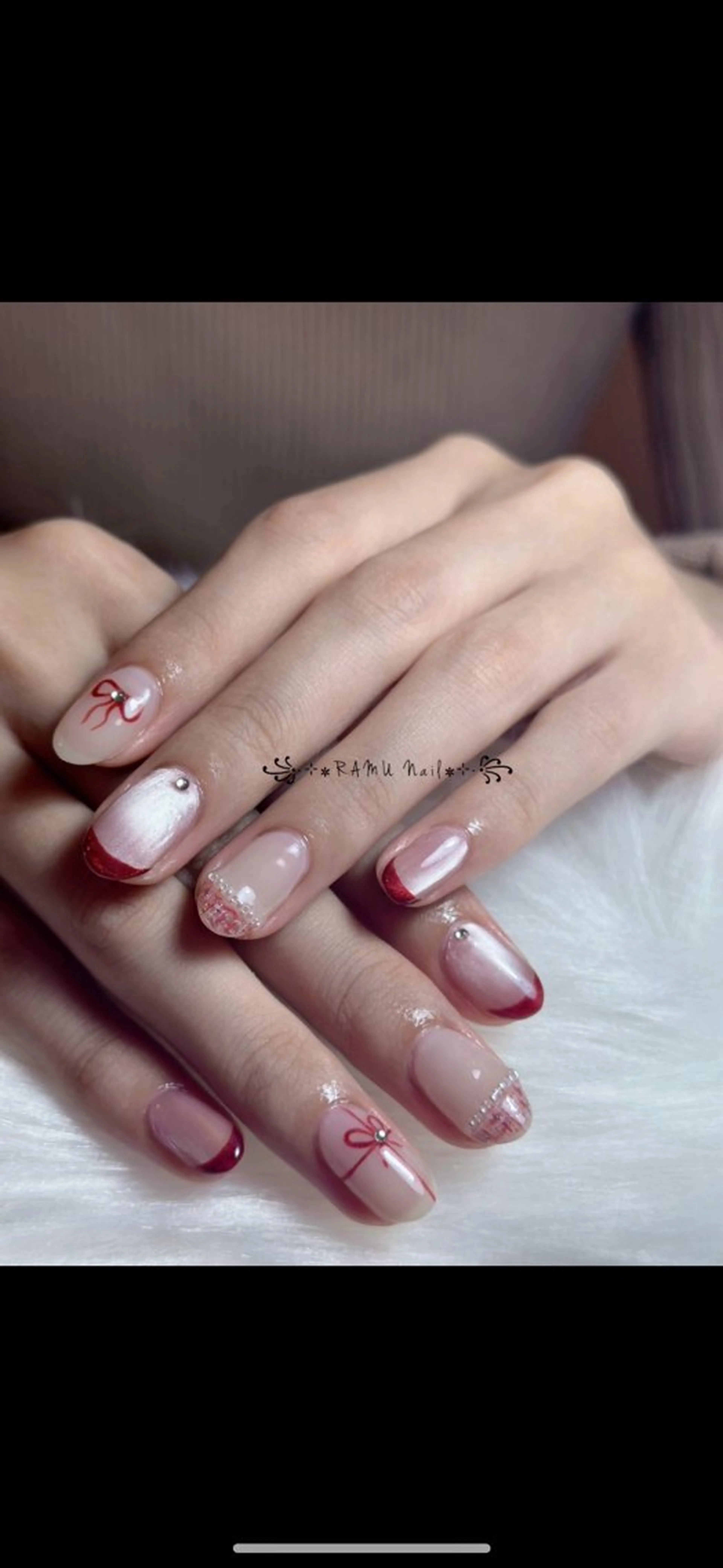 ネイル 韓国ネイル シンプルネイル 冬ネイル ハンドネイル RAMU Nail 恵比寿店のネイルデザイン