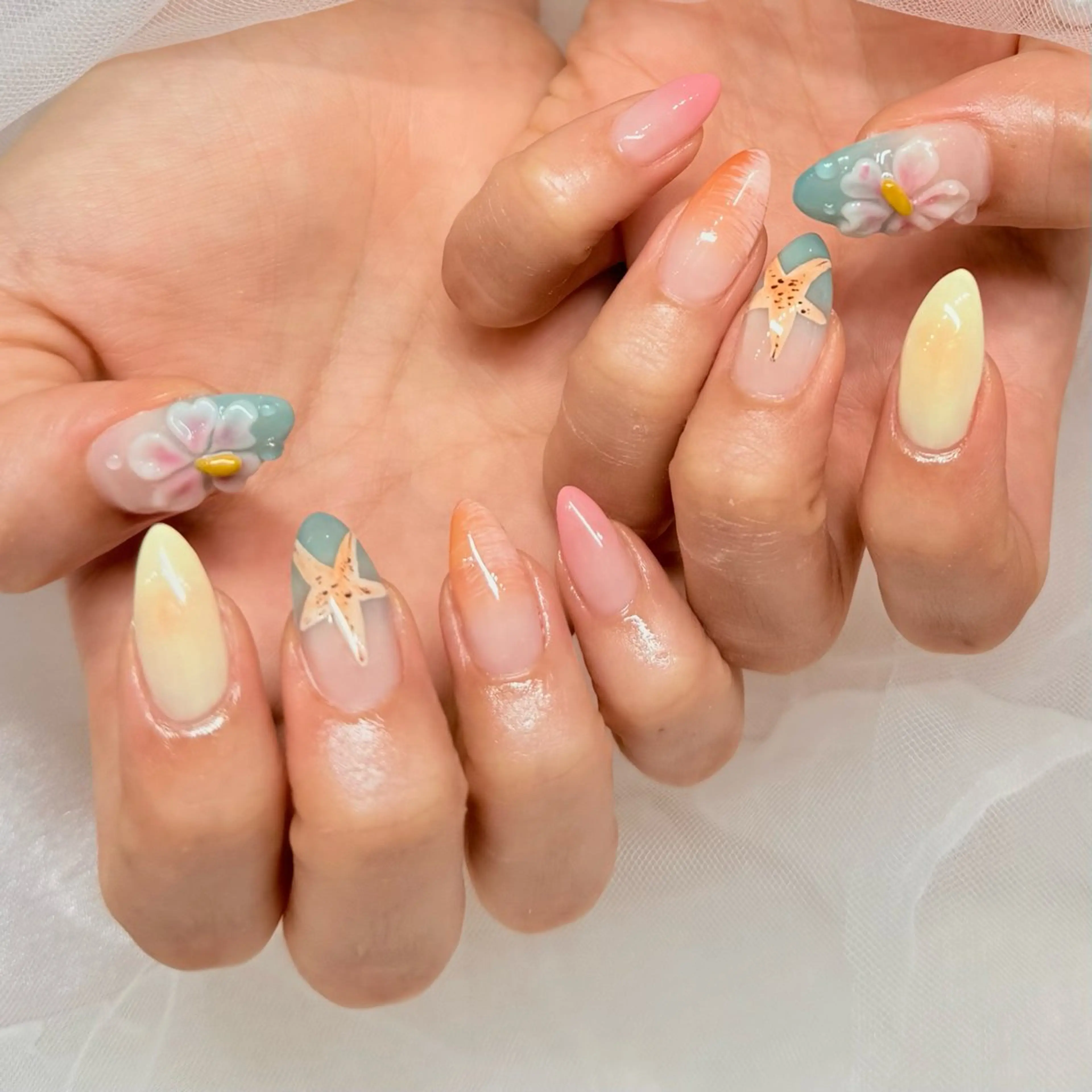 ネイル アートネイル 夏ネイル ハンドネイル Roy心斎橋 ISHIKAWAのネイルデザイン