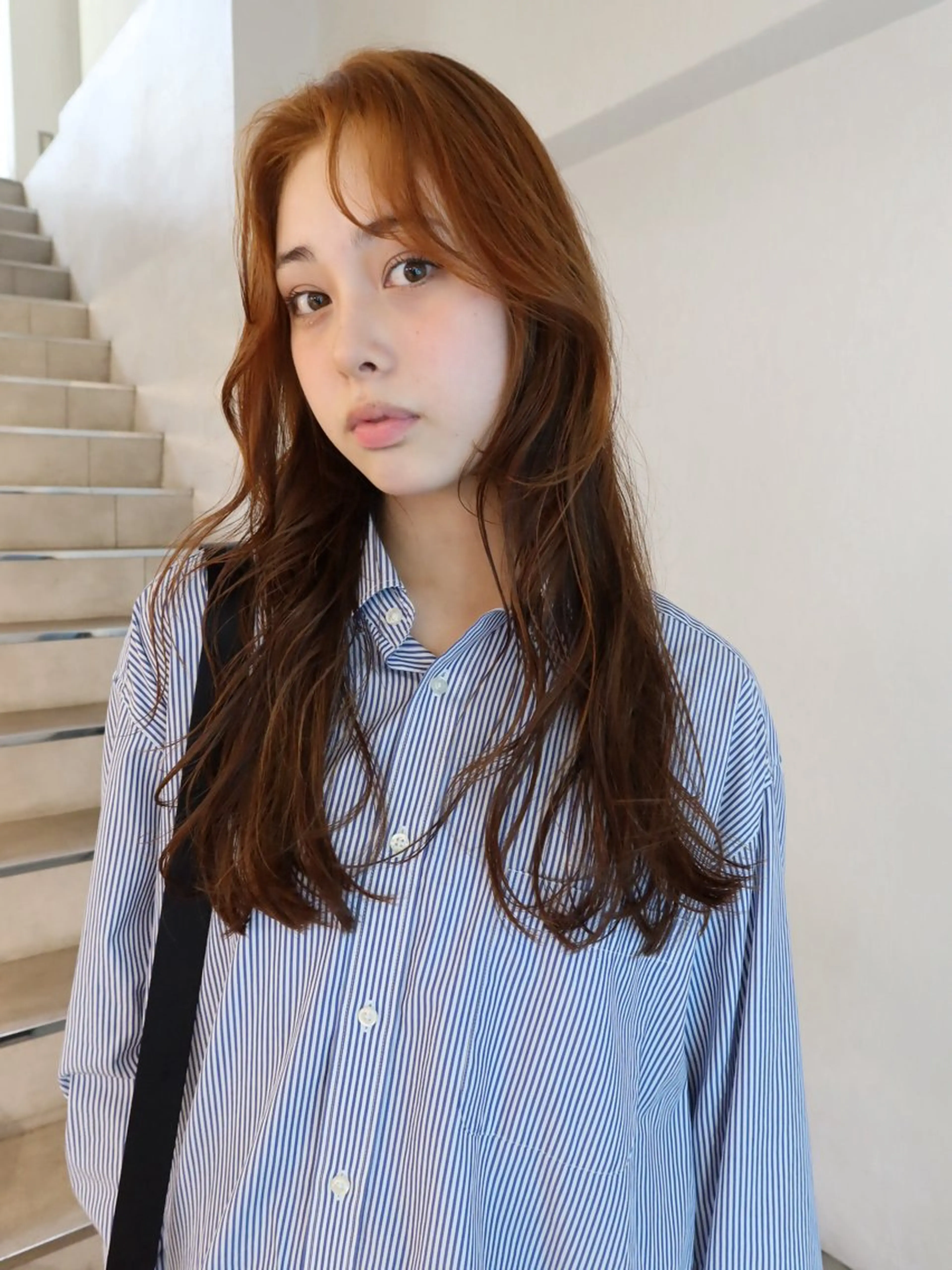 ロング カラー ブラウンカラー オレンジ オレンジブラウン 顔周りカット/透明感 カラー✂️MEIのヘアスタイル