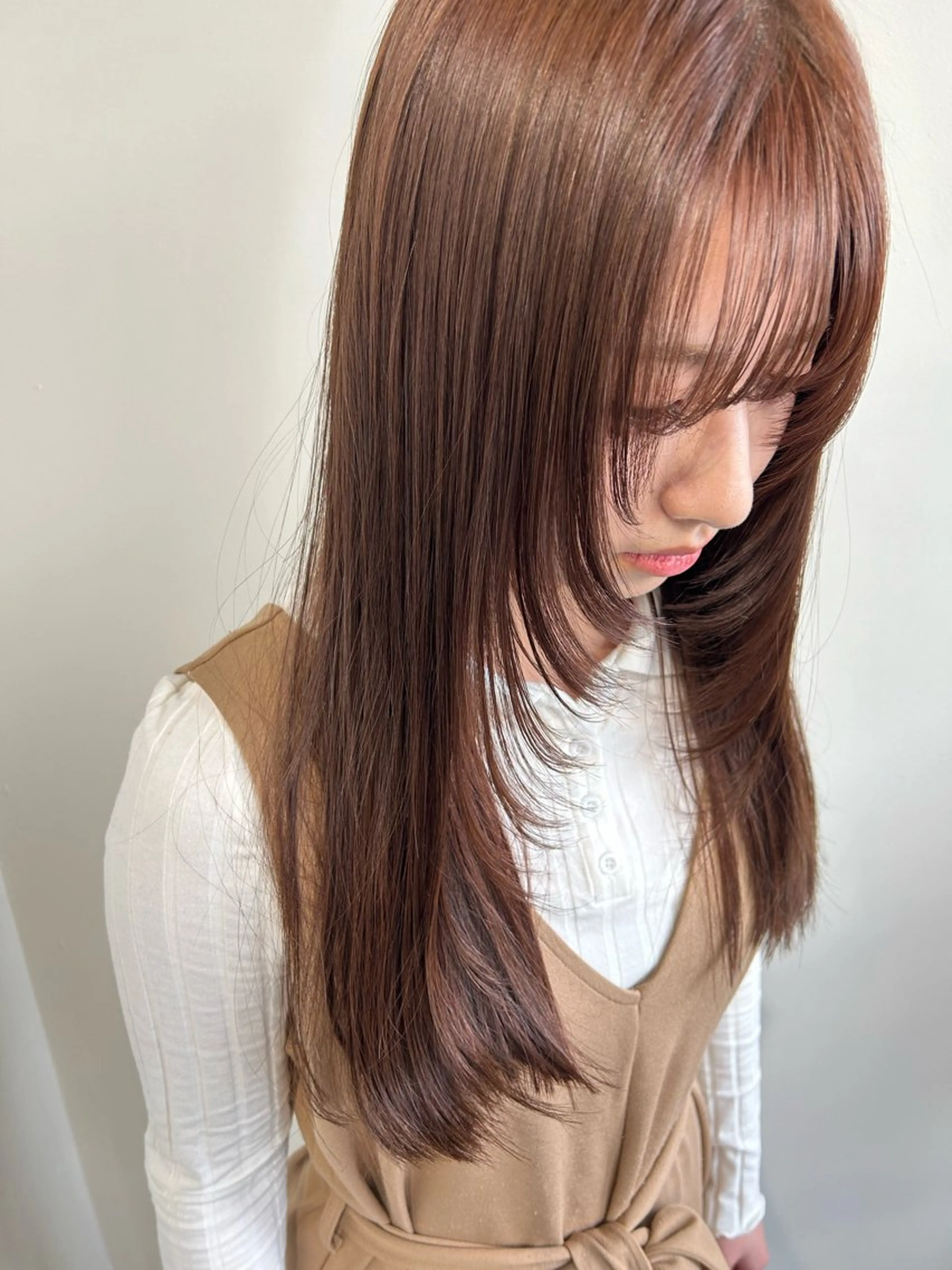 ロング 顔まわりレイヤー 顔周りカット レイヤーカット 小顔カット 新潟/万代/レイヤー 韓国風/明間未来のヘアスタイル