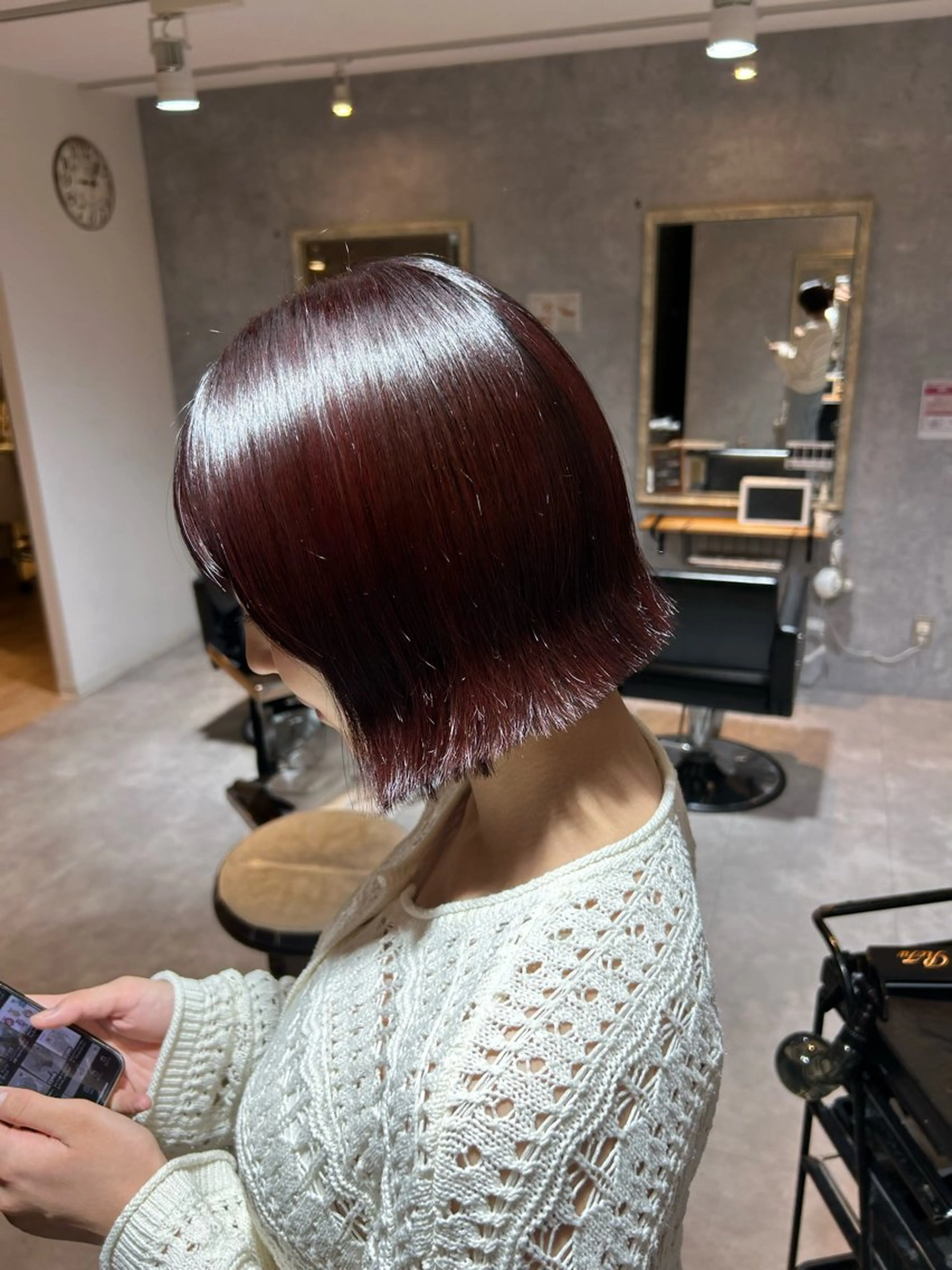カラー ボルドーカラー 竹村 茉優のヘアスタイル