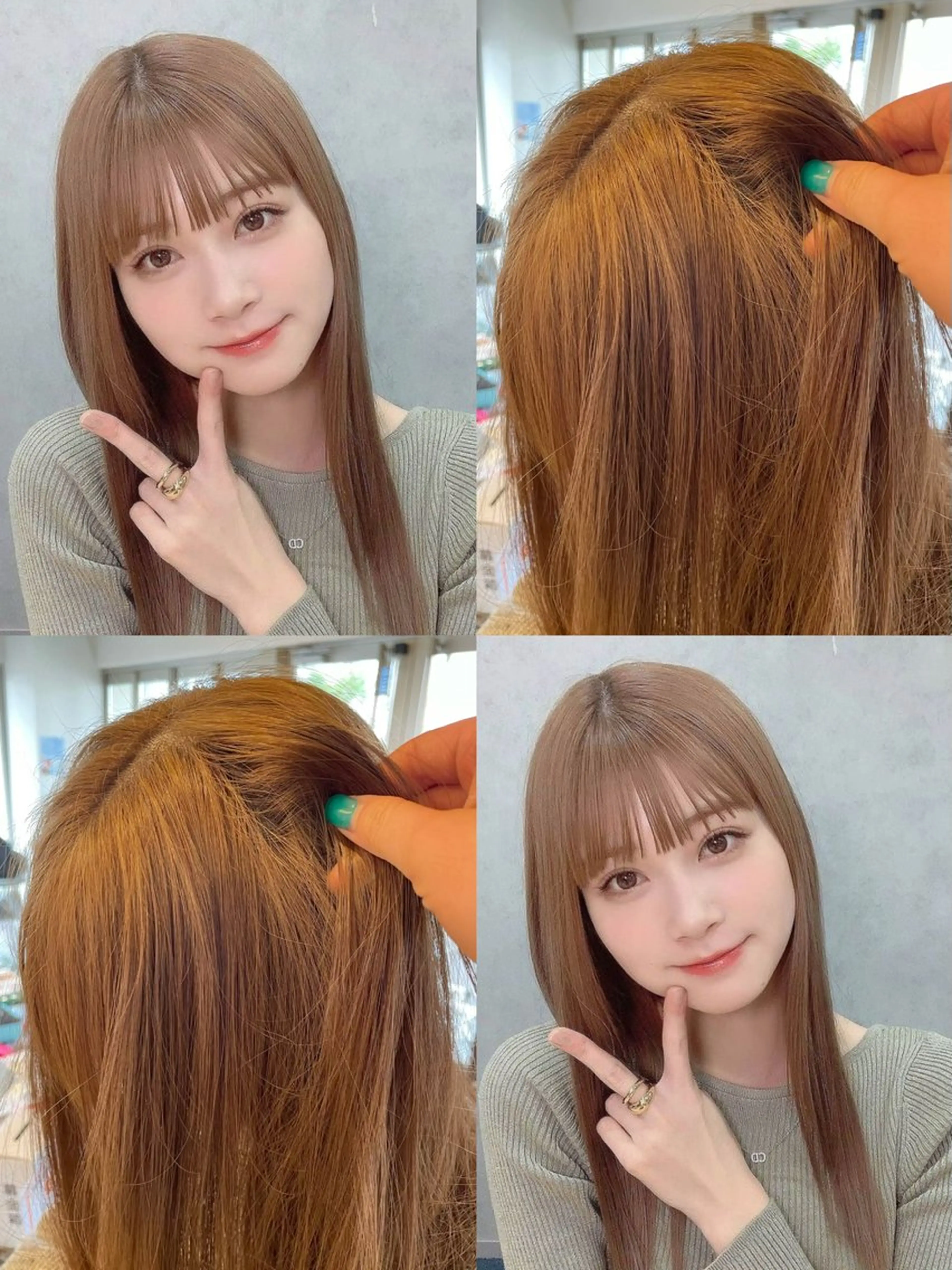セミロング カラー ヘアカラー 🤎韓国ヘア ベージュ まゆか🤎のヘアスタイル