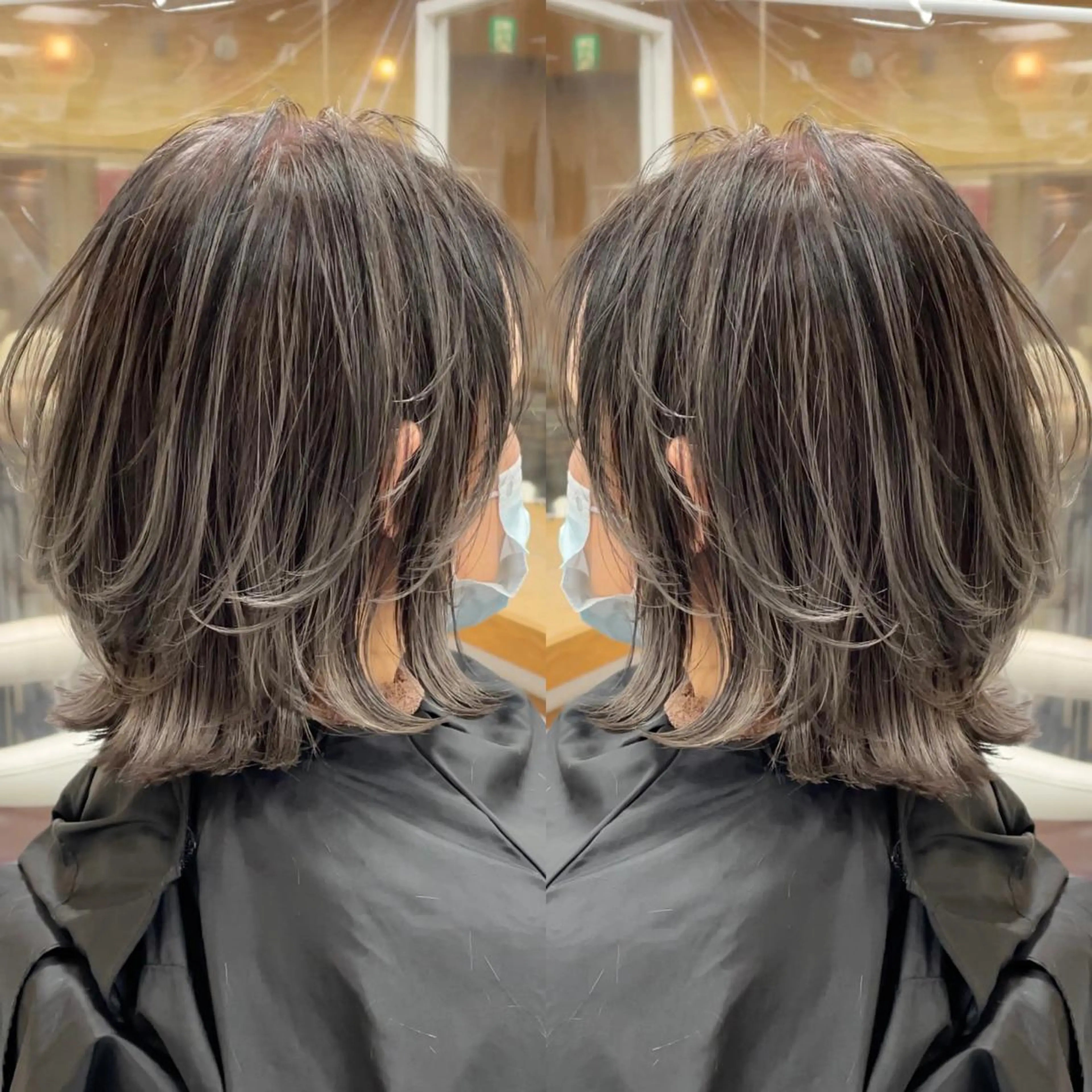 ミディアム カラー カット ヘアカラー トリートメント 縮毛/レイヤー 韓国/橋口のヘアスタイル