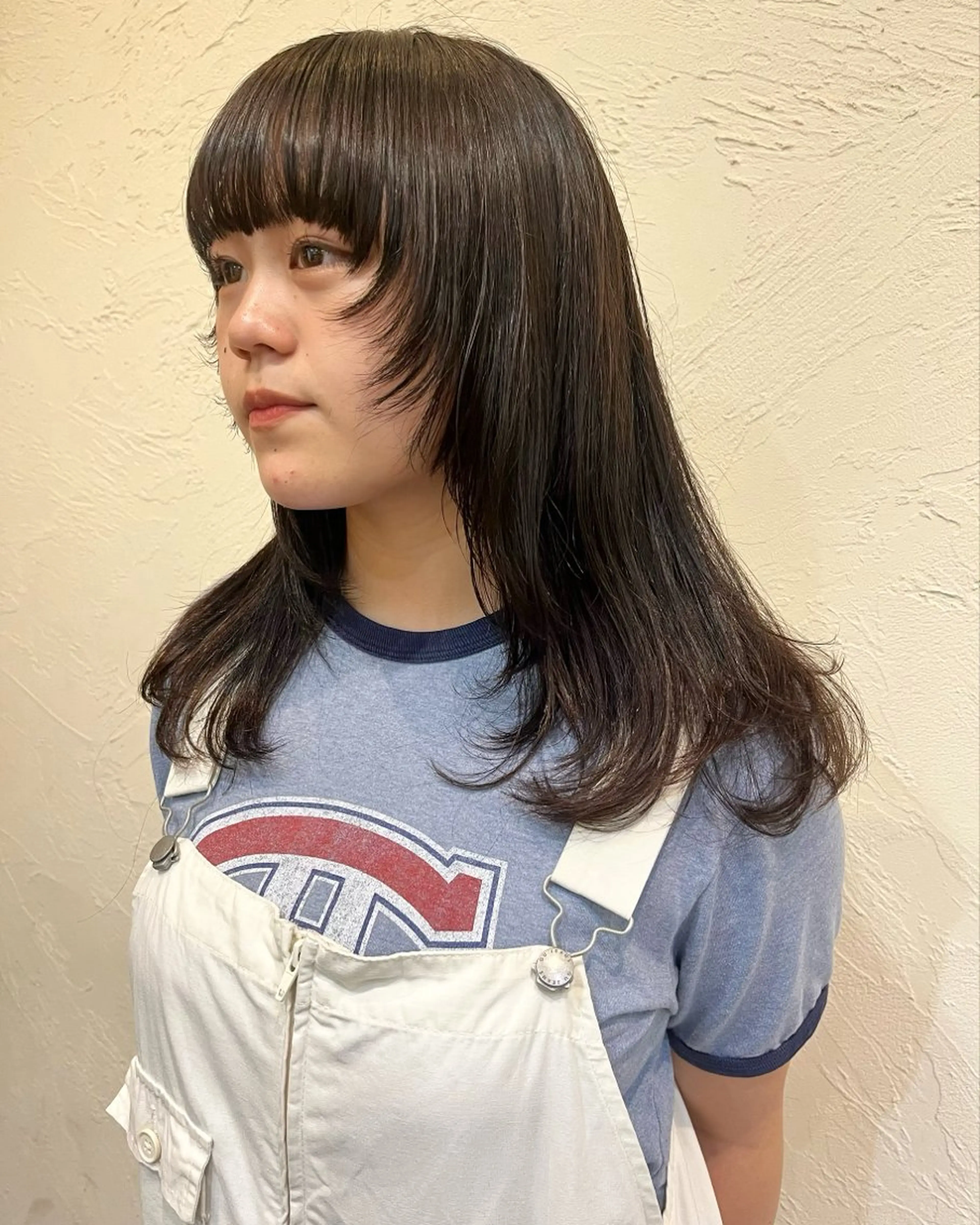 ロング 顔まわりレイヤー 顔周りカット レイヤーカット カット 酸性ストレート/ 暖色カラー/ココネのヘアスタイル