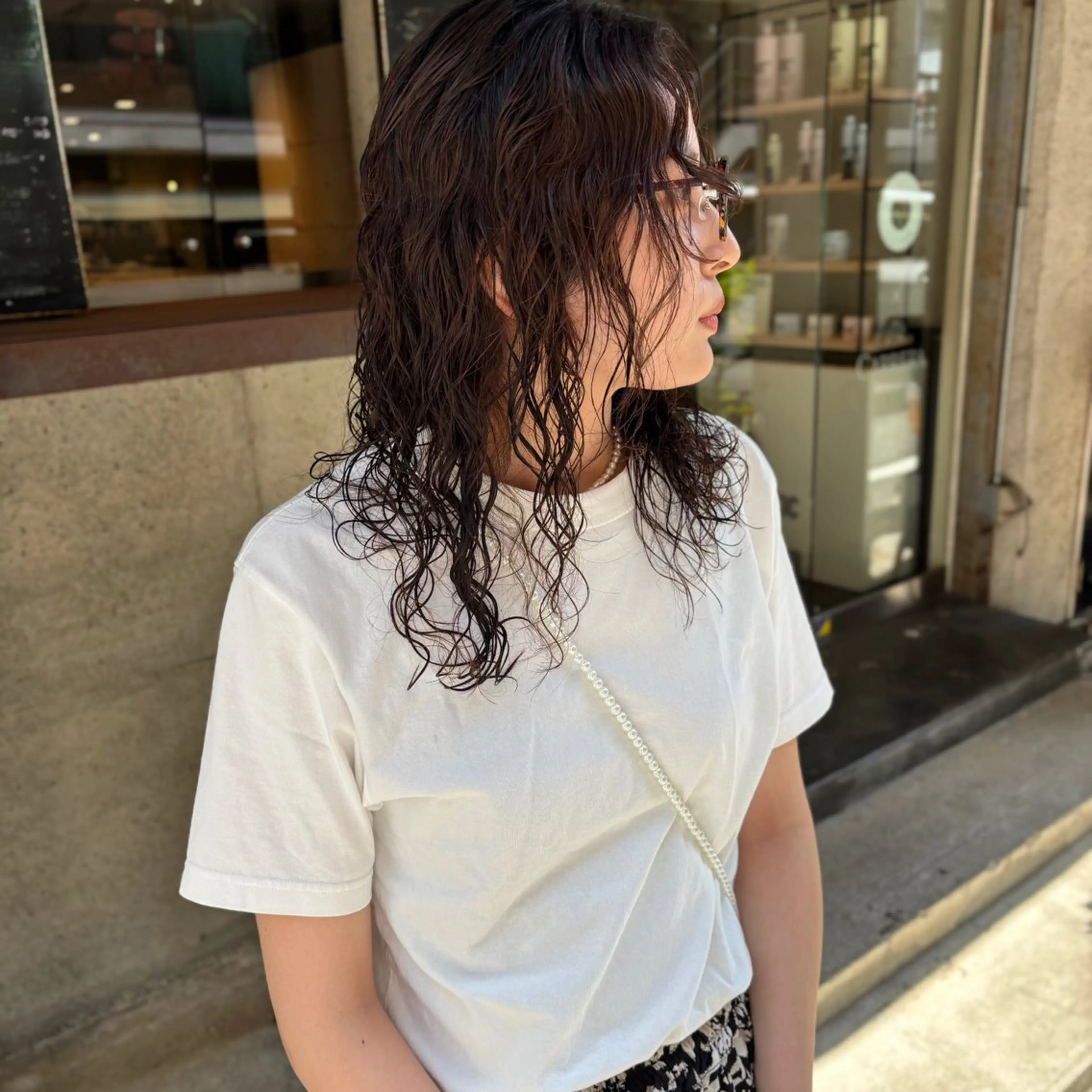 セミロング パーマ セミロングパーマ レイヤーカット 水原波津輝/ボブ /ニュアンスパーマのヘアスタイル