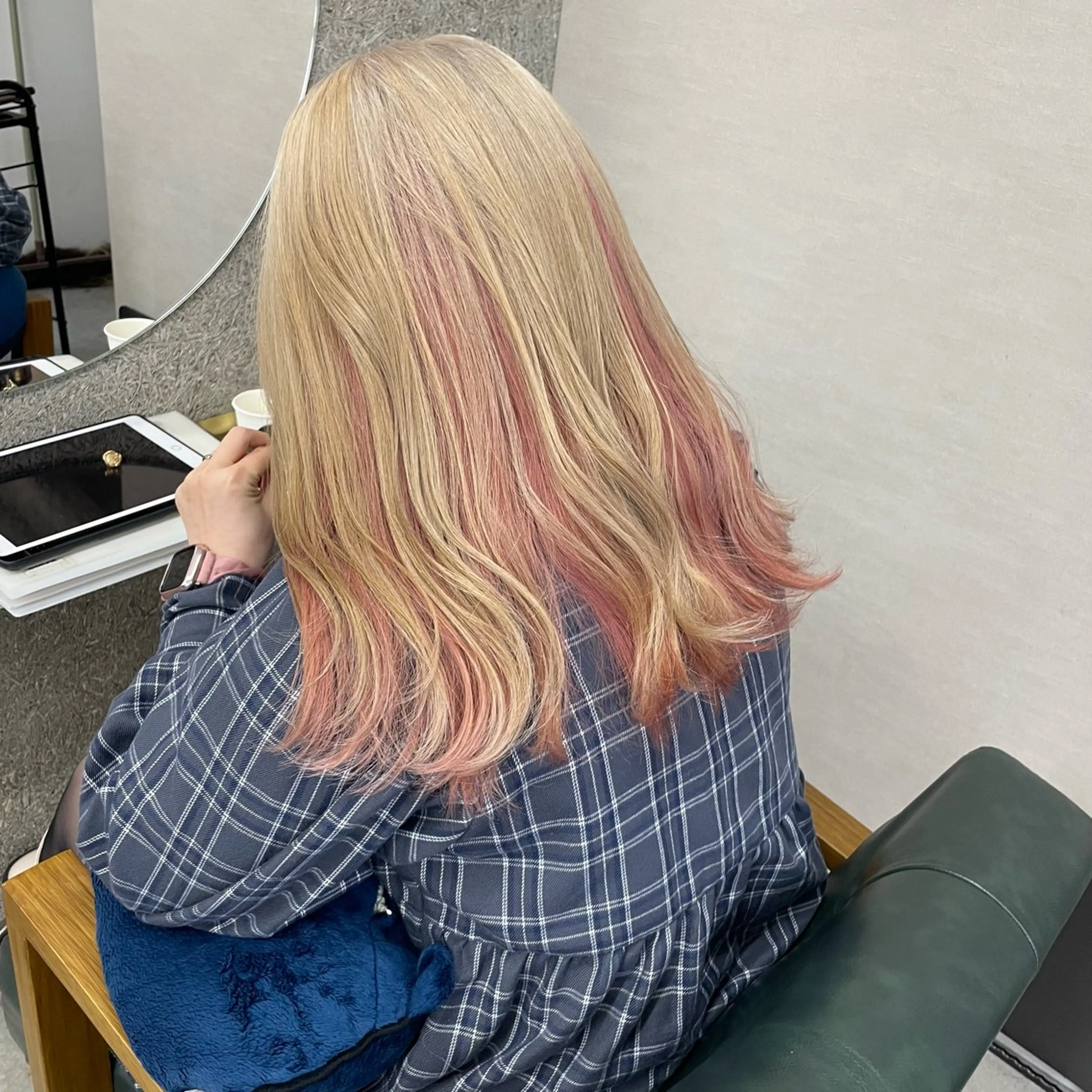 セミロング カラー ヘアカラー トリートメント Lull1人美容室 バレイヤージュのヘアスタイル