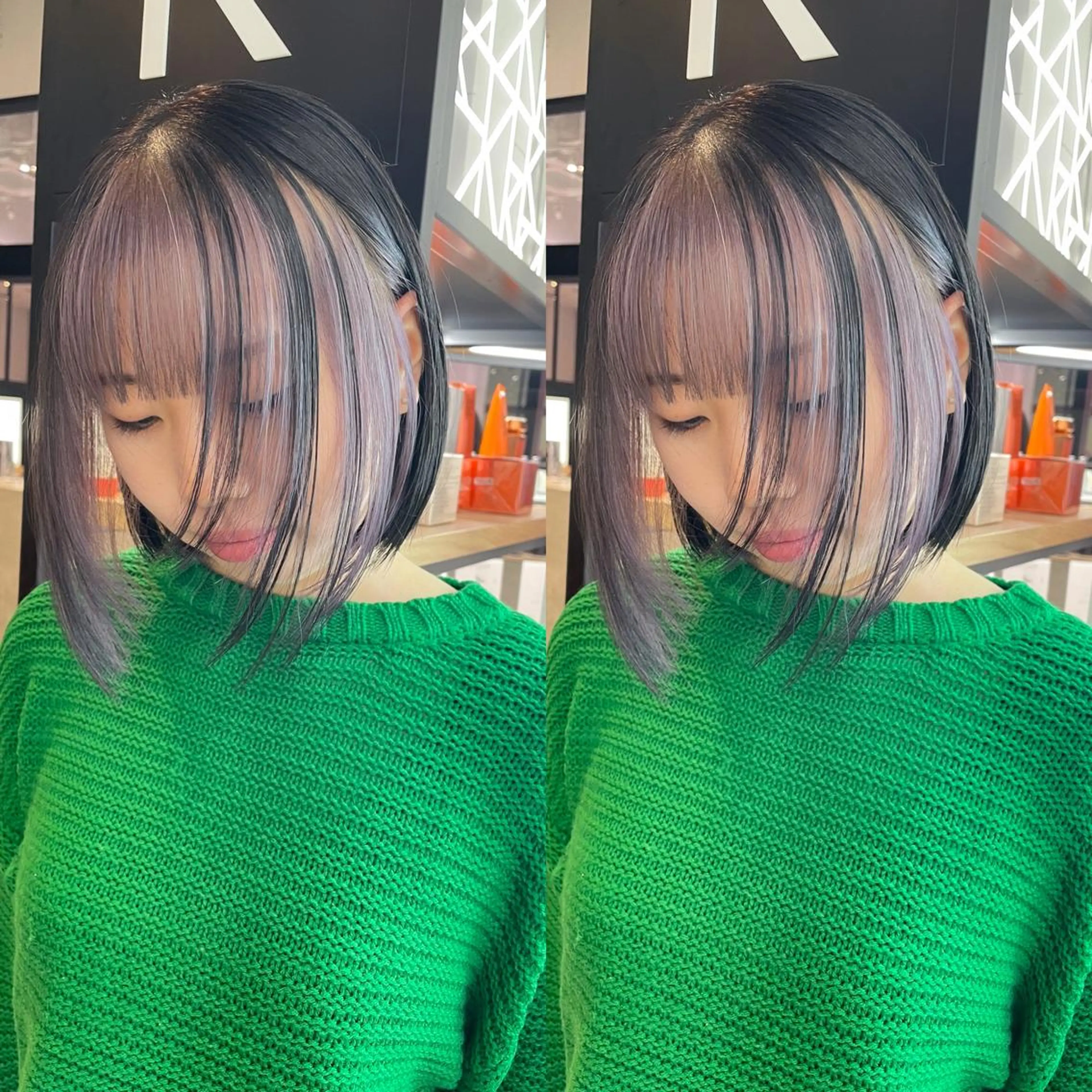 ミディアム カラー インナーカラー 💜ハイトーン💛 マジカルかいちゃんのヘアスタイル