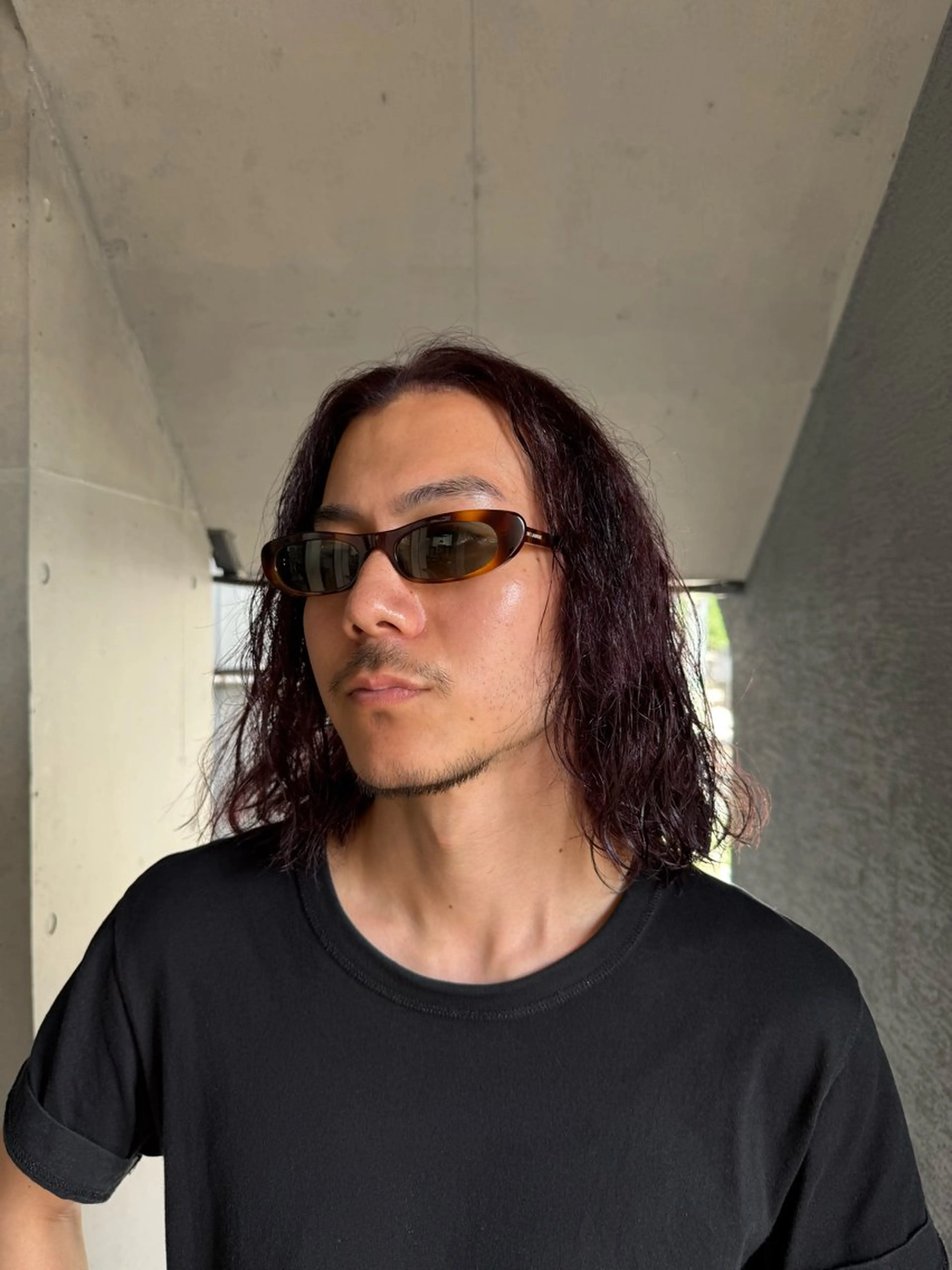 セミロング セミロングパーマ カット パーマ 山影✨バレイヤージュ ハイライト✨メンズ◎のヘアスタイル