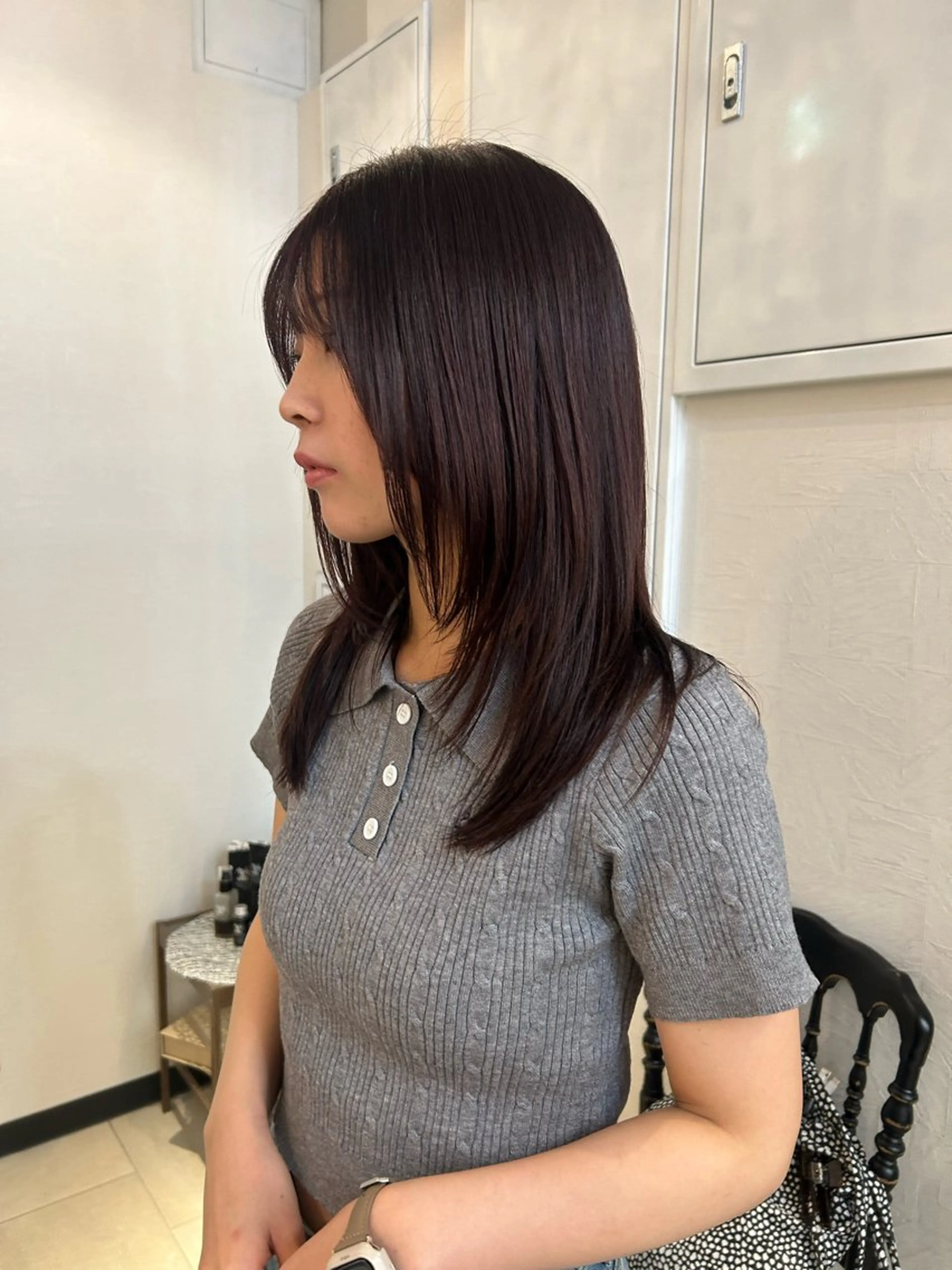 ミディアム 韓国風ヘア レイヤーカット Yui. レイヤー/パーマのヘアスタイル