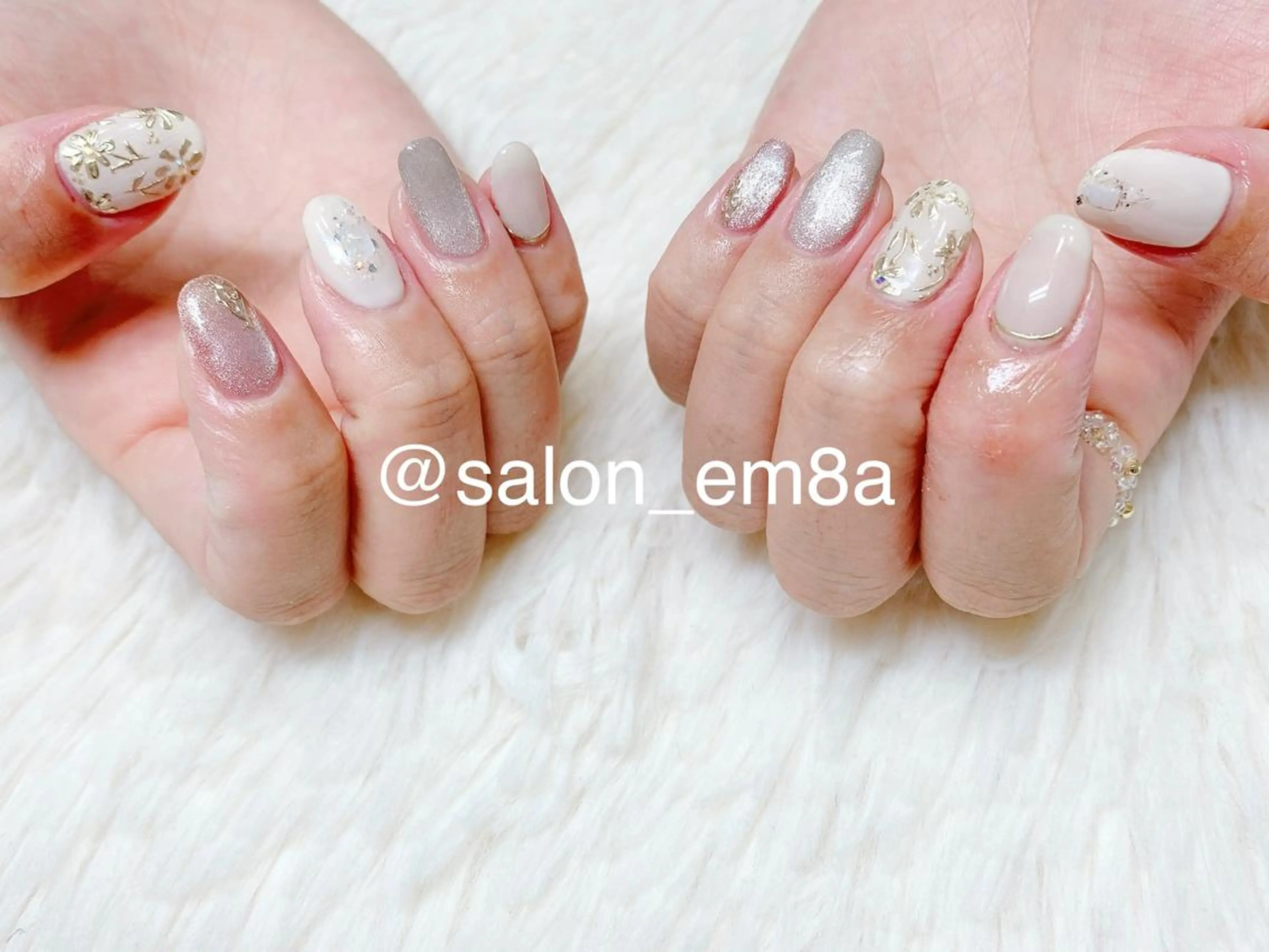 ネイル フラワーネイル ジェルネイル マグネットネイル ミラーネイル 持ち込み salon EM&A emiのネイルデザイン