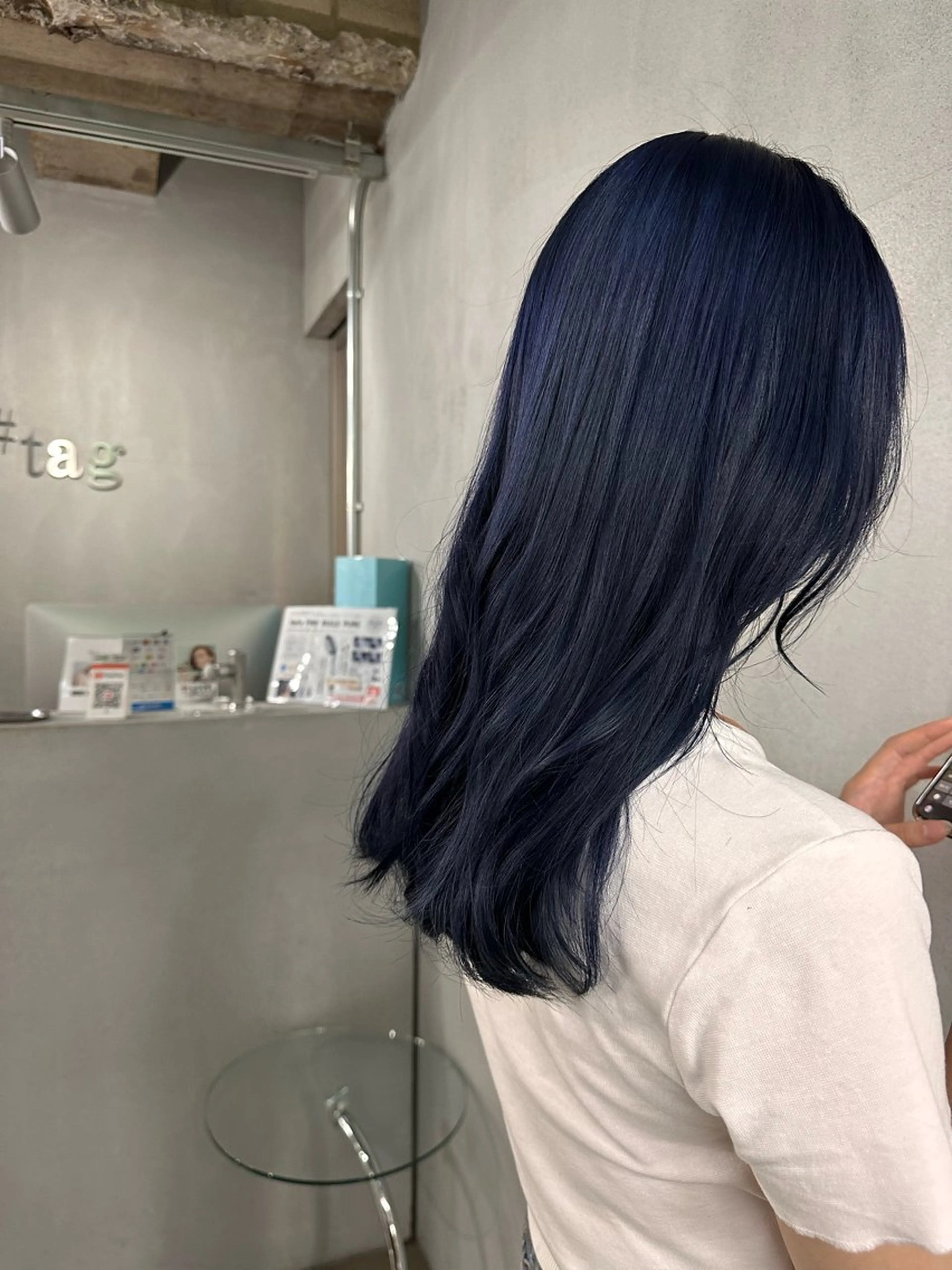 ロング カラー パーマ ヘアアレンジ メンズ キッズ ネイビーカラー #tag 稗田綾加のヘアスタイル