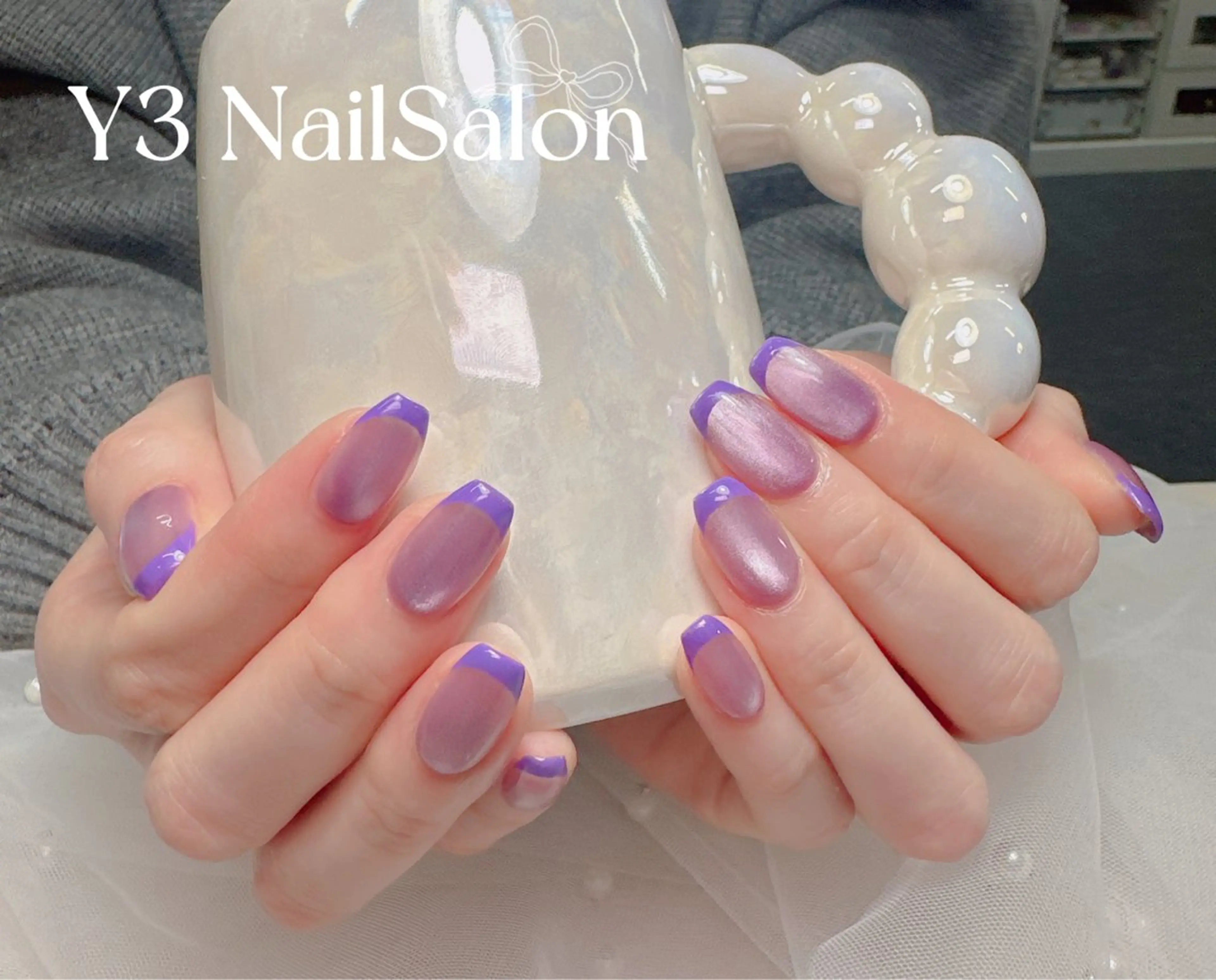 ネイル フレンチネイル マグネットネイル マグネットフレンチ ハンドネイル Y3 Nail Salon所属・Y3 NailSalonのネイルデザイン