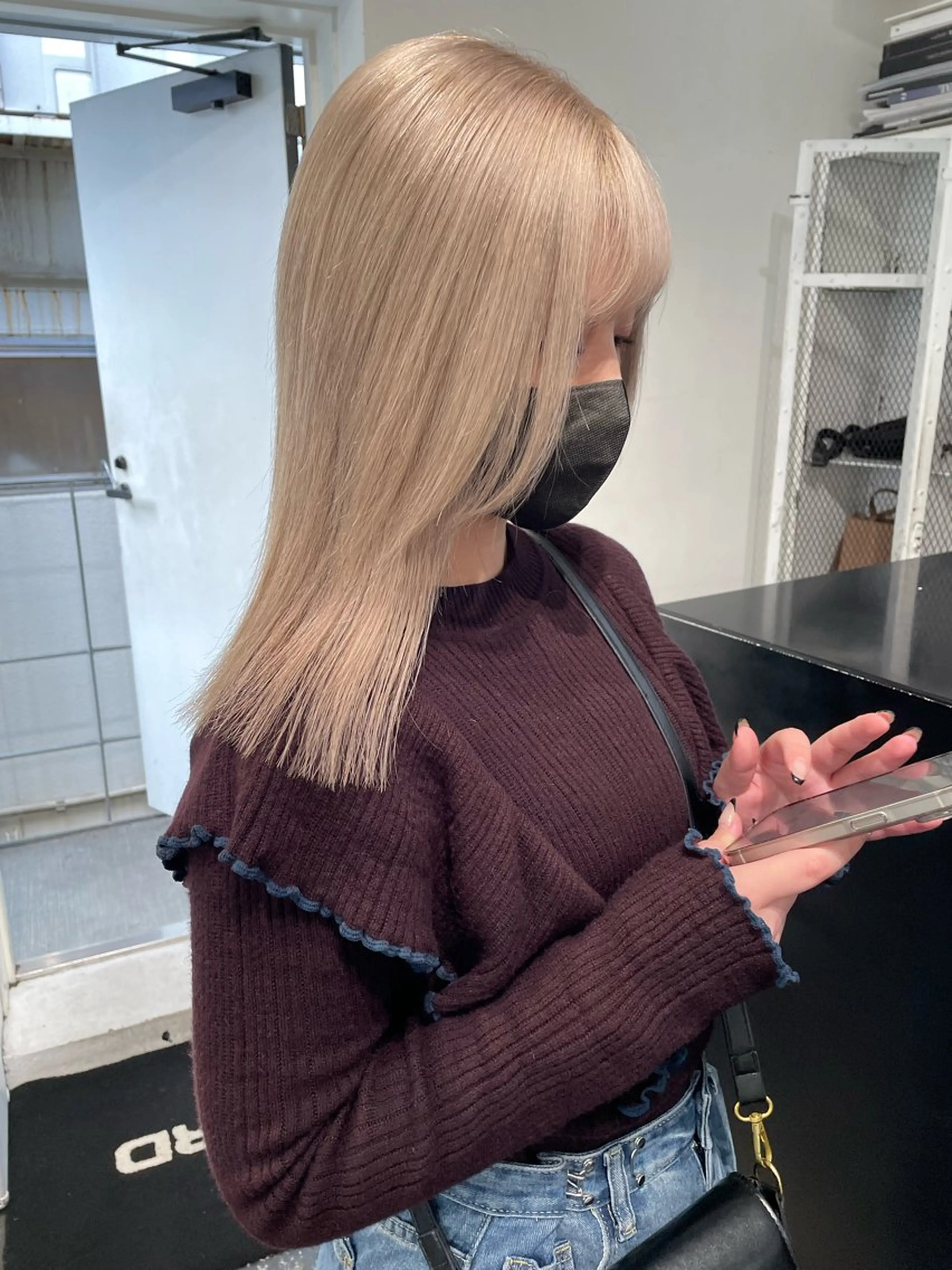 セミロング カラー ヘアアレンジ ブリーチ ブロンド カット ヘアカラー トリートメント 艶ハイトーン/ヘア アレンジAYAKAのヘアスタイル