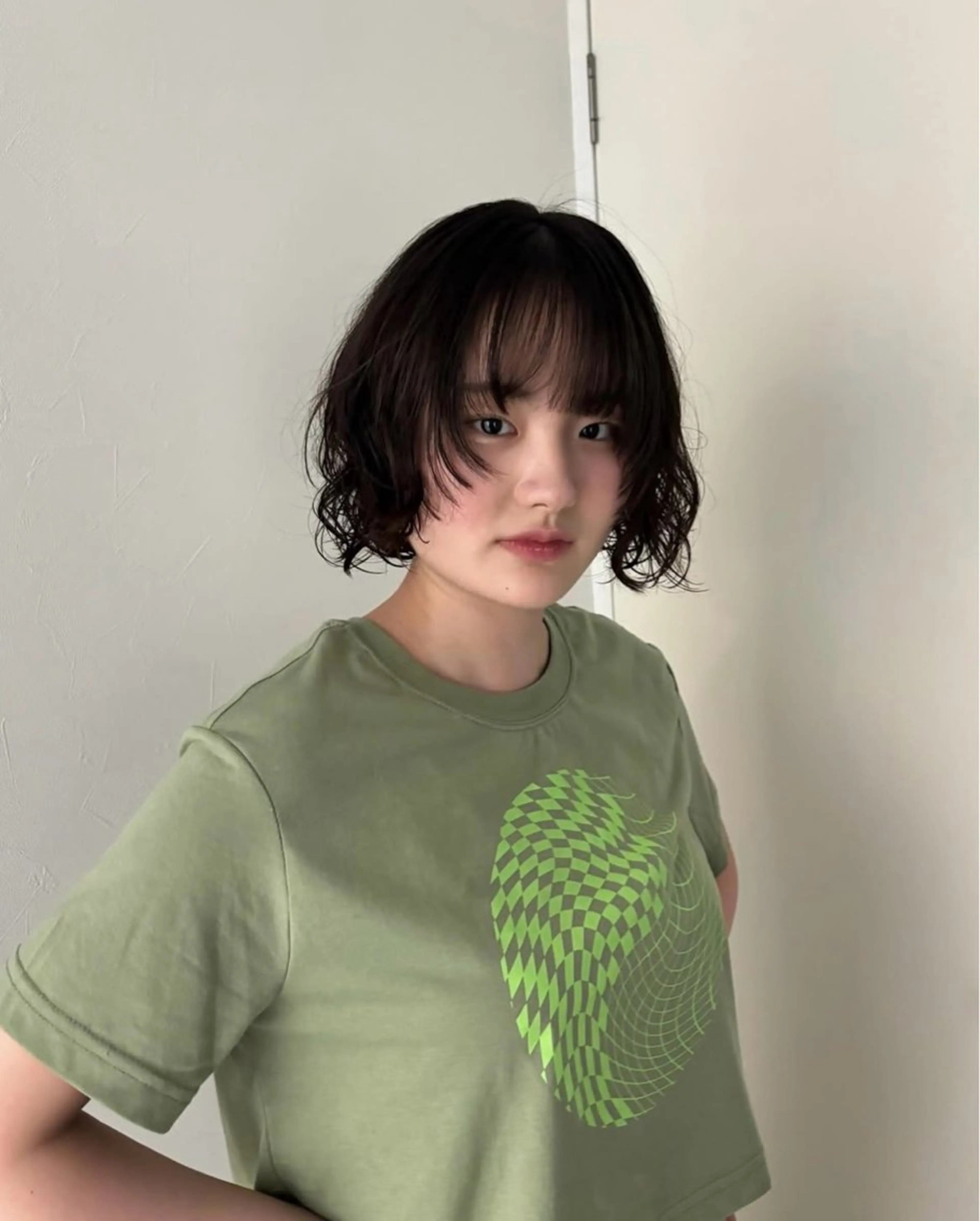 ショート パーマ ボブ 顔周りカット レイヤーカット カット パーマ enrich / キタガワ カノンのヘアスタイル