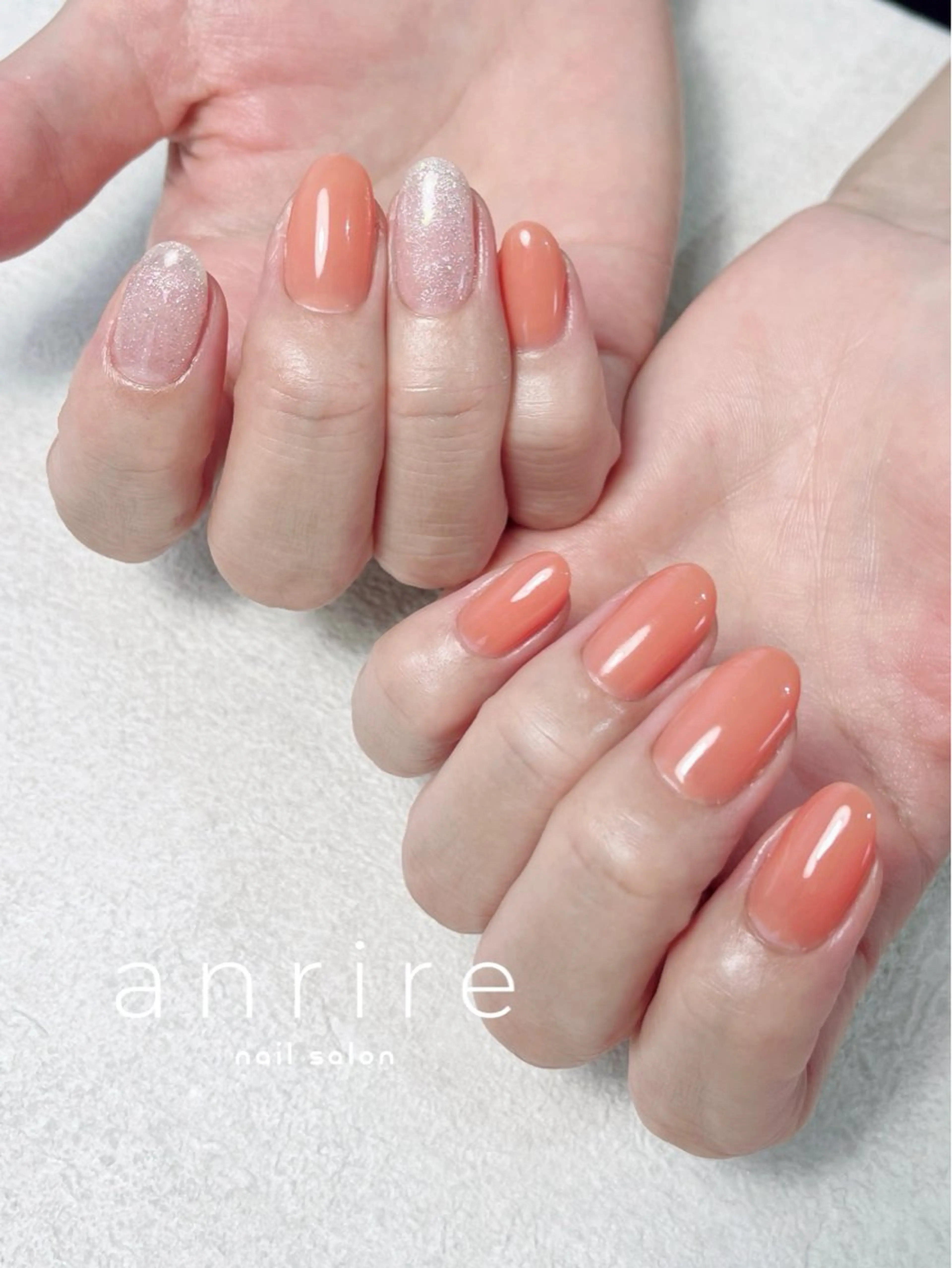 ネイル ジェルネイル マグネットネイル ワンカラーネイル オレンジ パラジェル ハンドネイル nailsalon anrireのネイルデザイン
