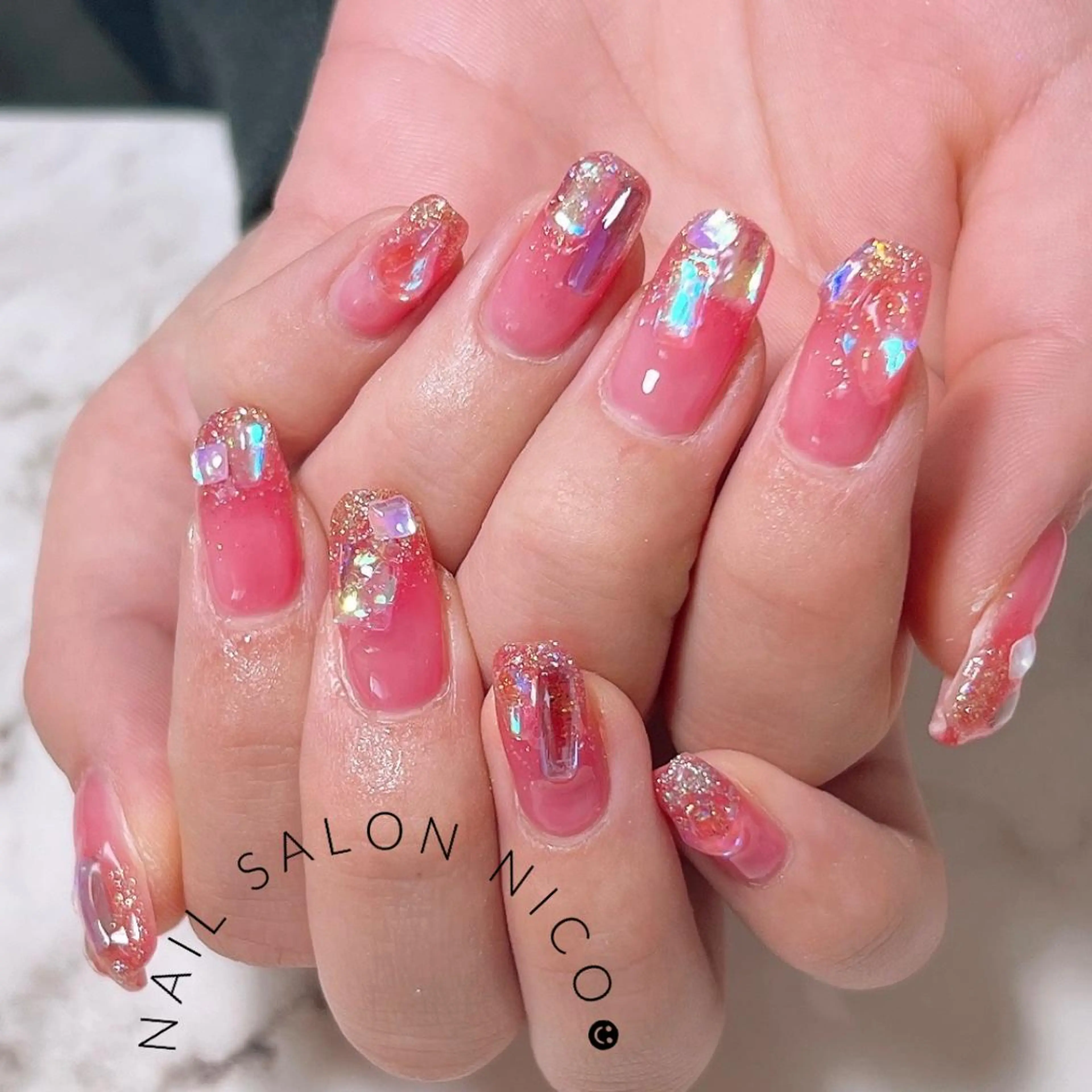 ネイル アートネイル フラッシュネイル キラキラネイル ラメ(グリッター) ハンドネイル Nail salon nico☻のネイルデザイン