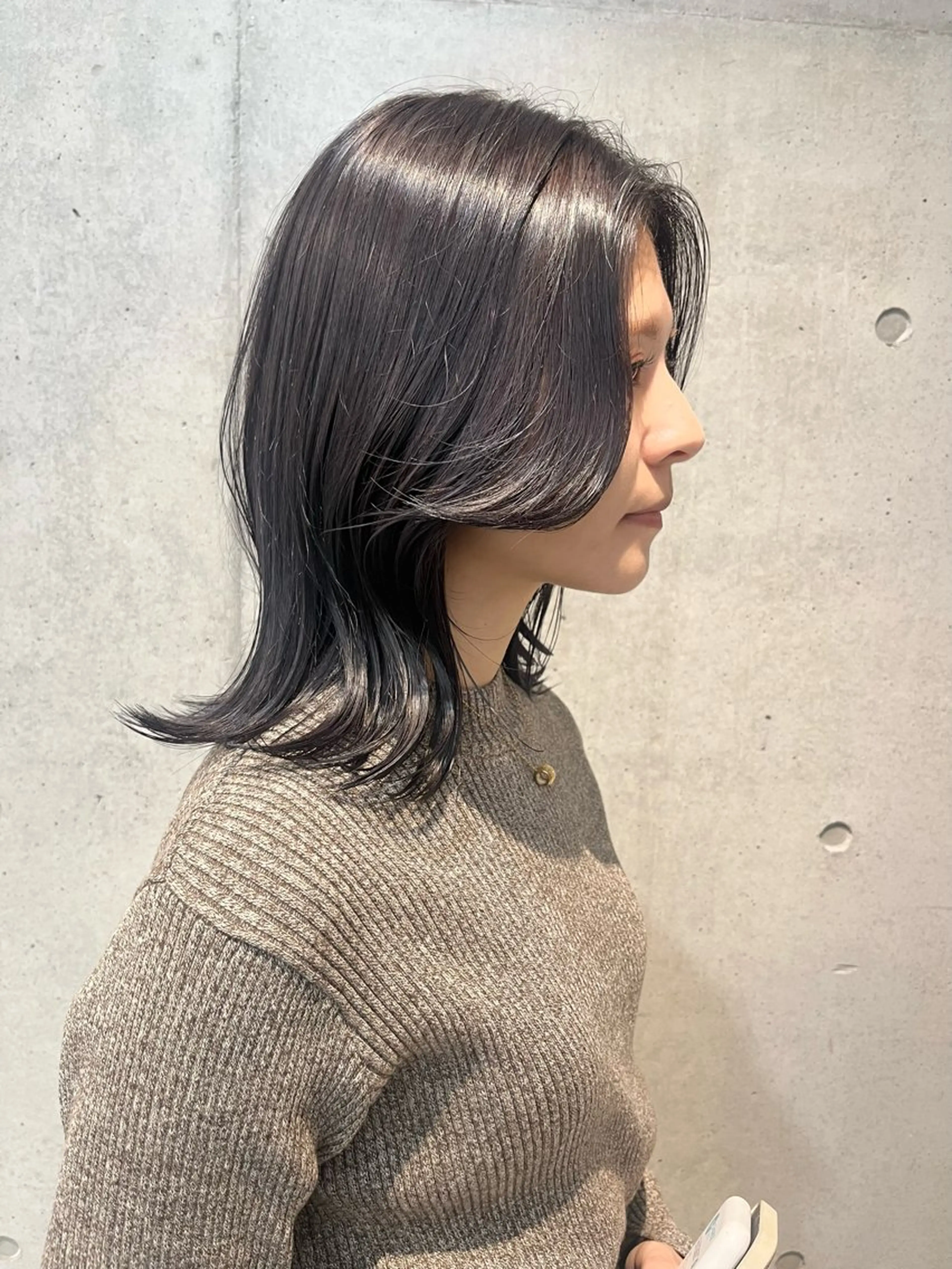 セミロング パーマ ヘアアレンジ 透明感/オリーブ/ グレージュ/YUKAのヘアスタイル