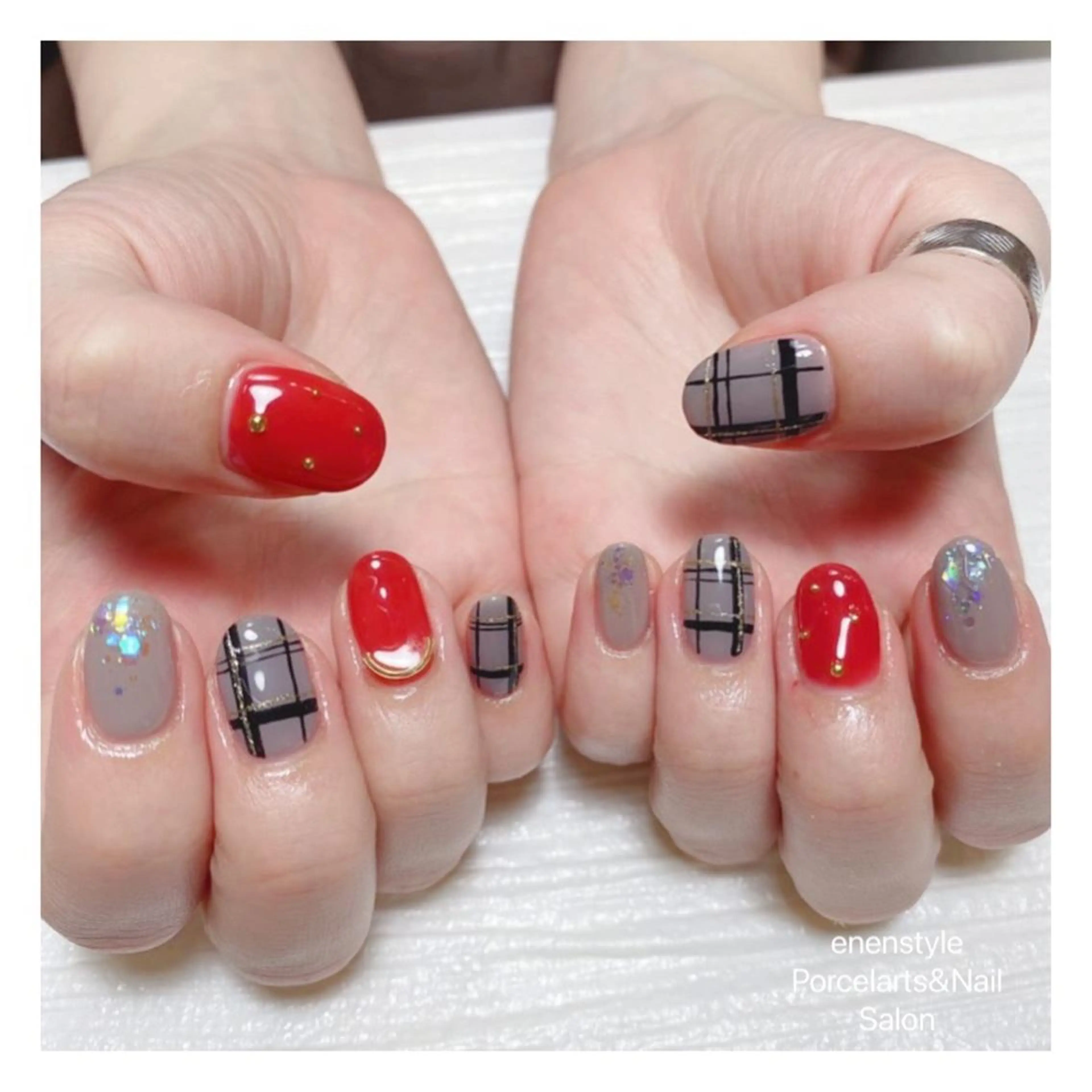 ミディアム ネイル ハンドネイル 👑enen style👑のネイルデザイン