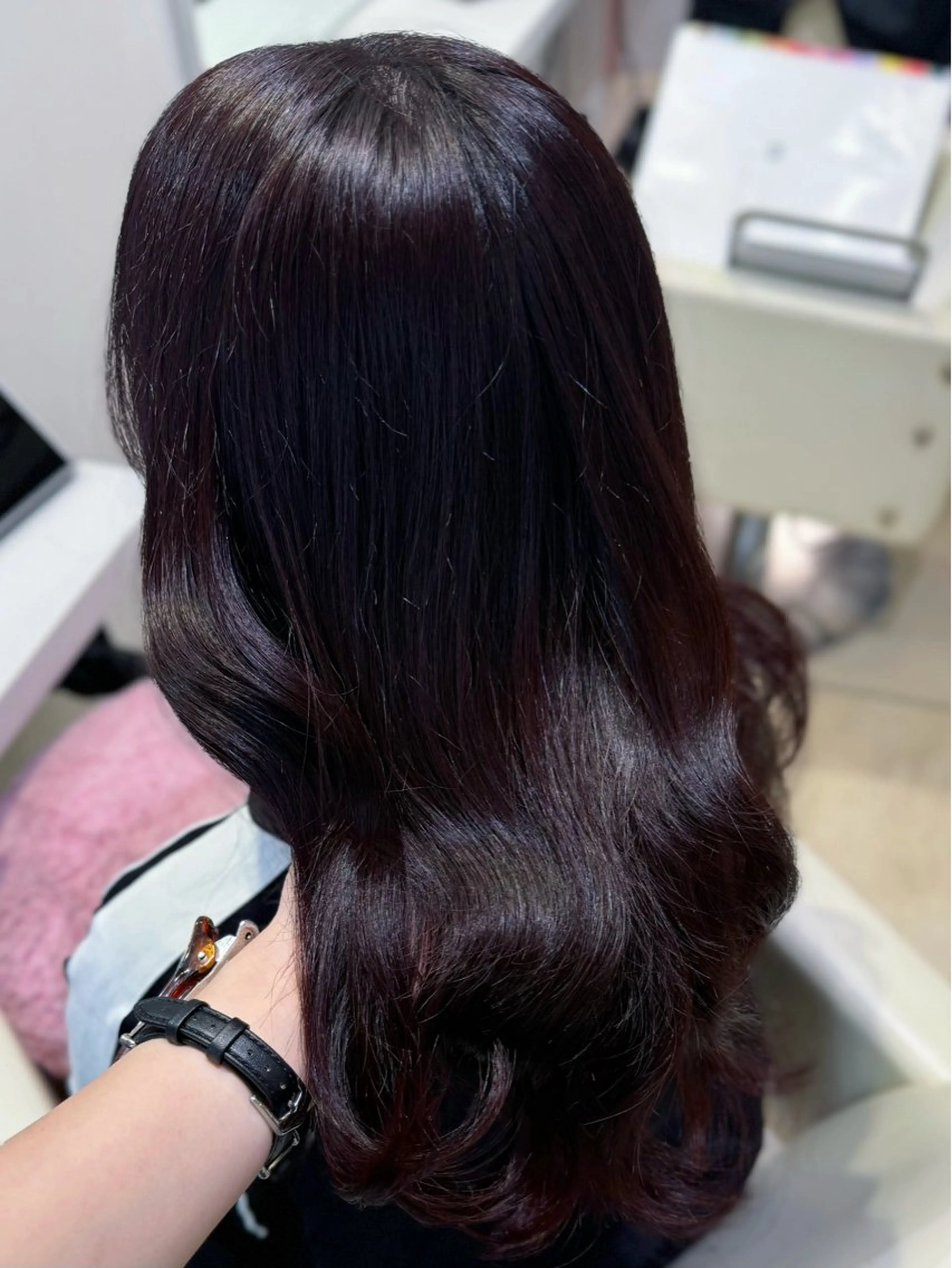 ミディアム カラー ボルドーカラー ヘアカラー トリートメント 🐈‍⬛カチモリ/暖 色/𝐌𝐢𝐤𝐮のヘアスタイル