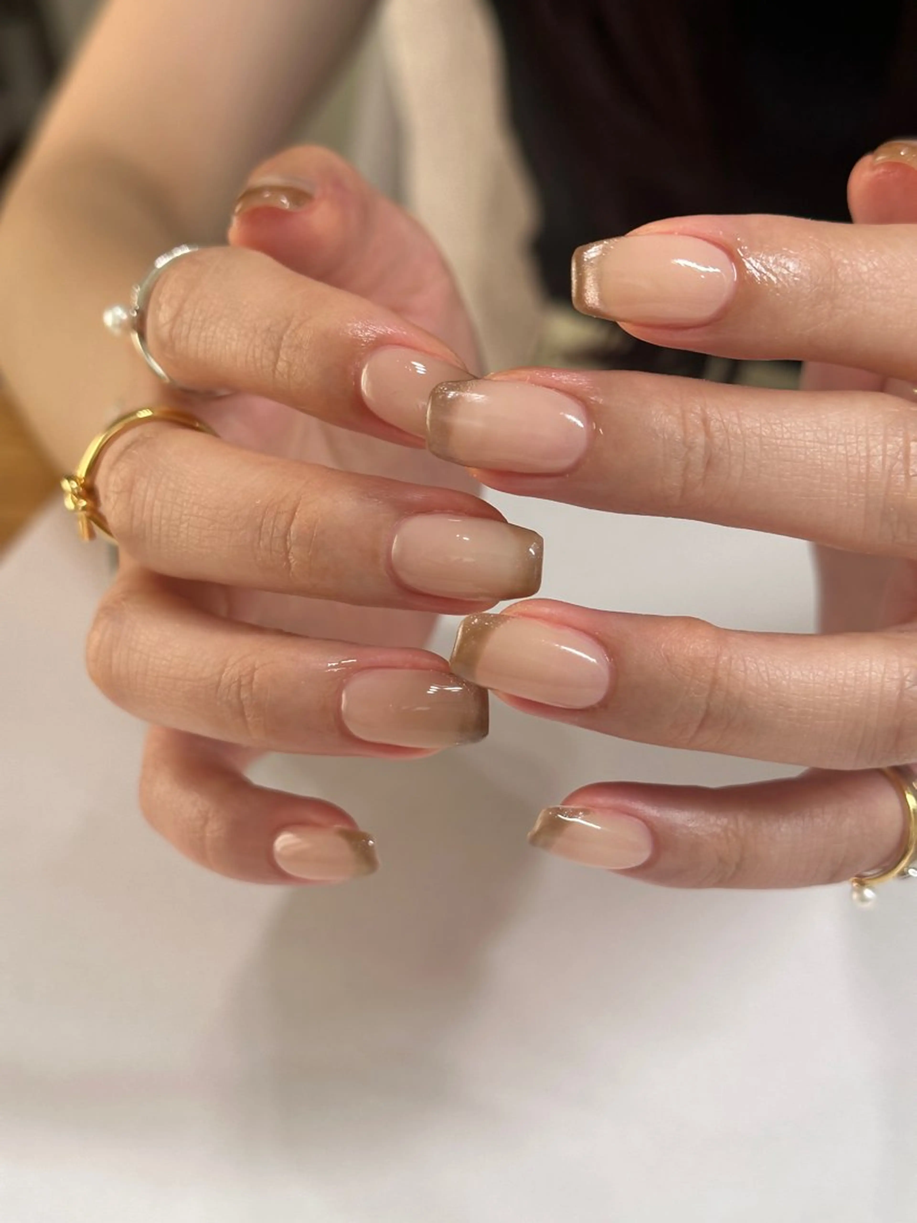 ネイル フレンチネイル マグネットネイル マグネットフレンチ ハンドネイル nail salon Cyaanのネイルデザイン