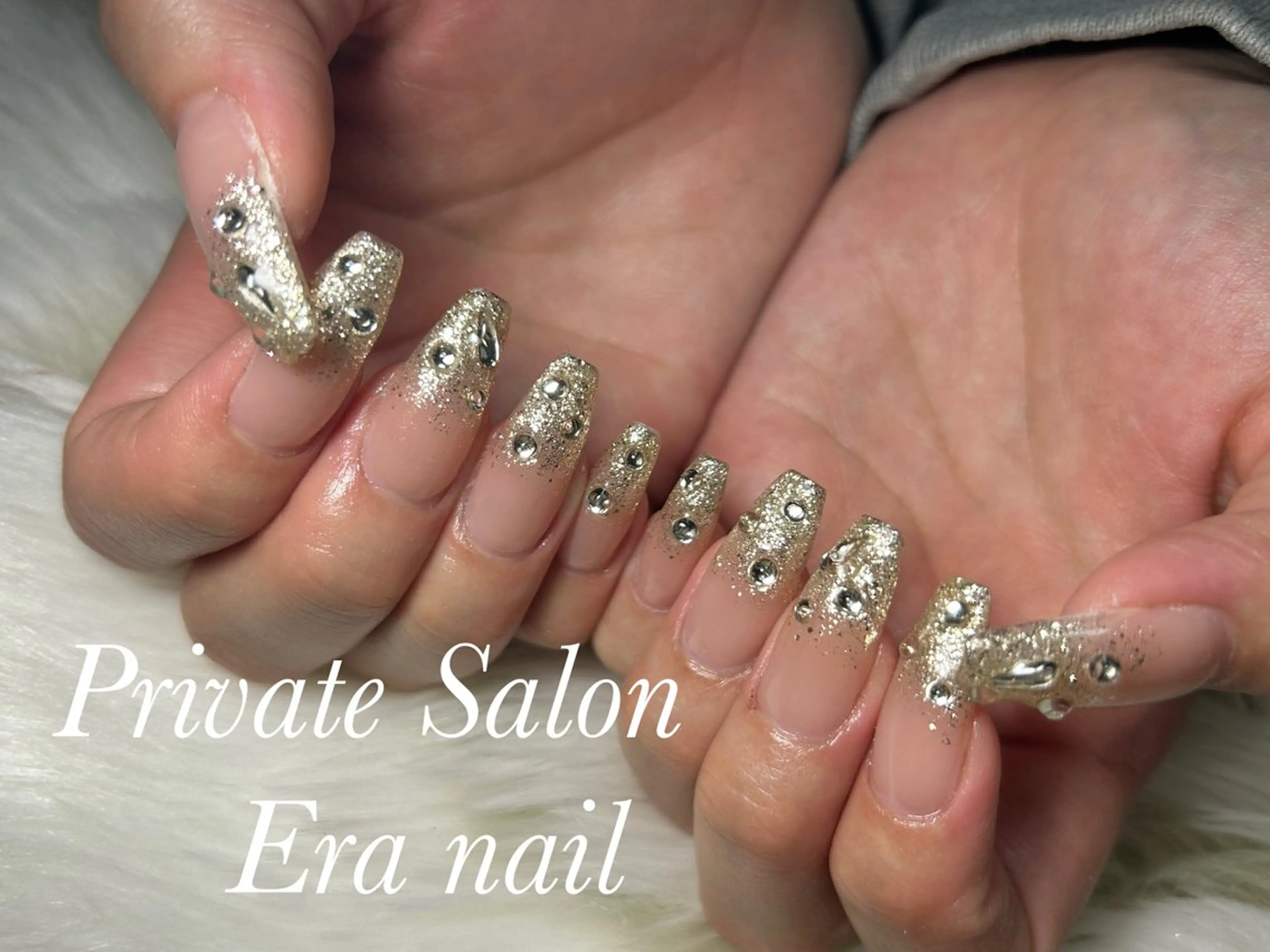 ネイル スカルプネイル ストーンネイル ハンドネイル Era nailのネイルデザイン