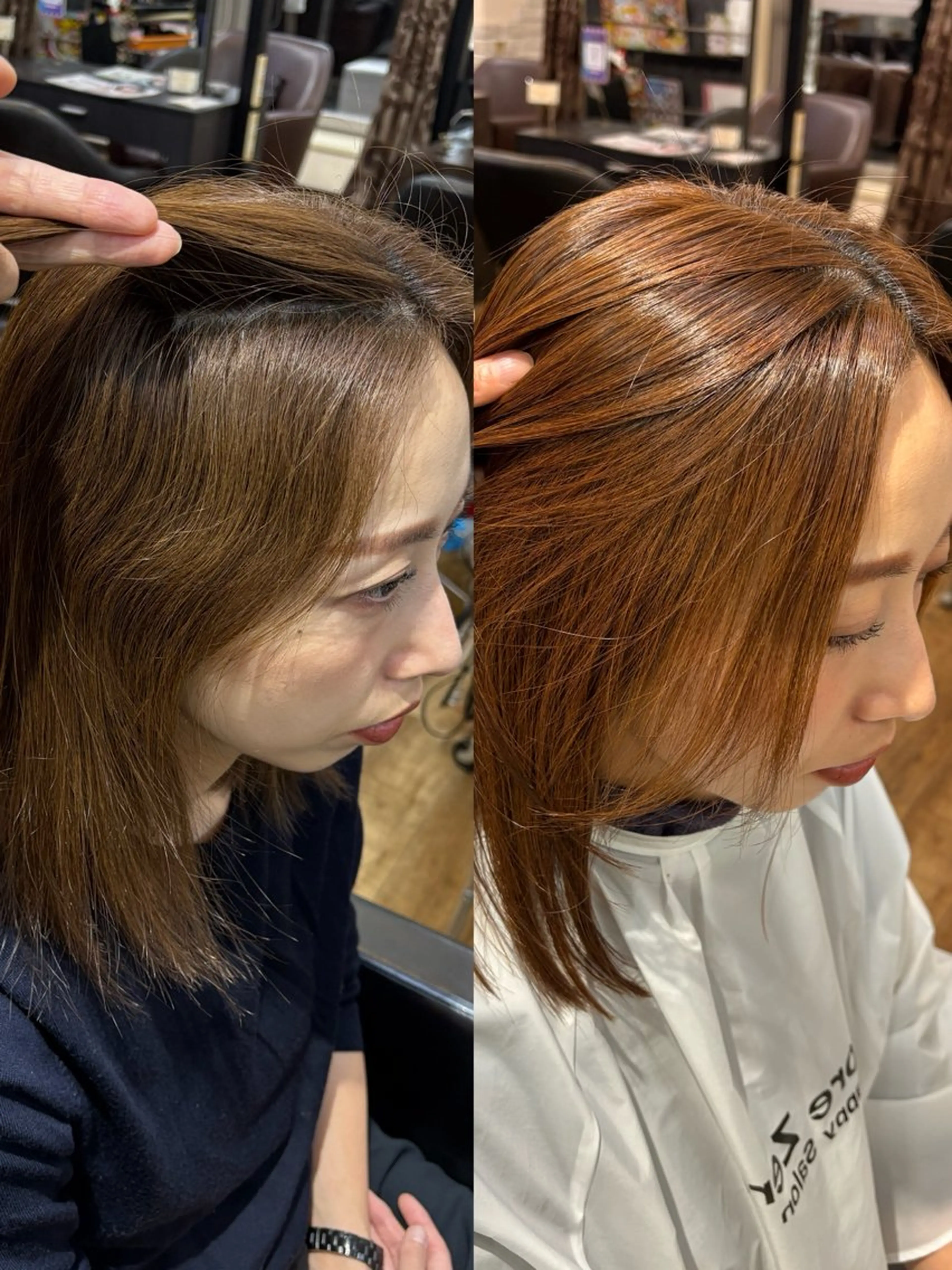 セミロング 縮毛矯正 きむえり/髪質改善 /うねり広がり改善のヘアスタイル