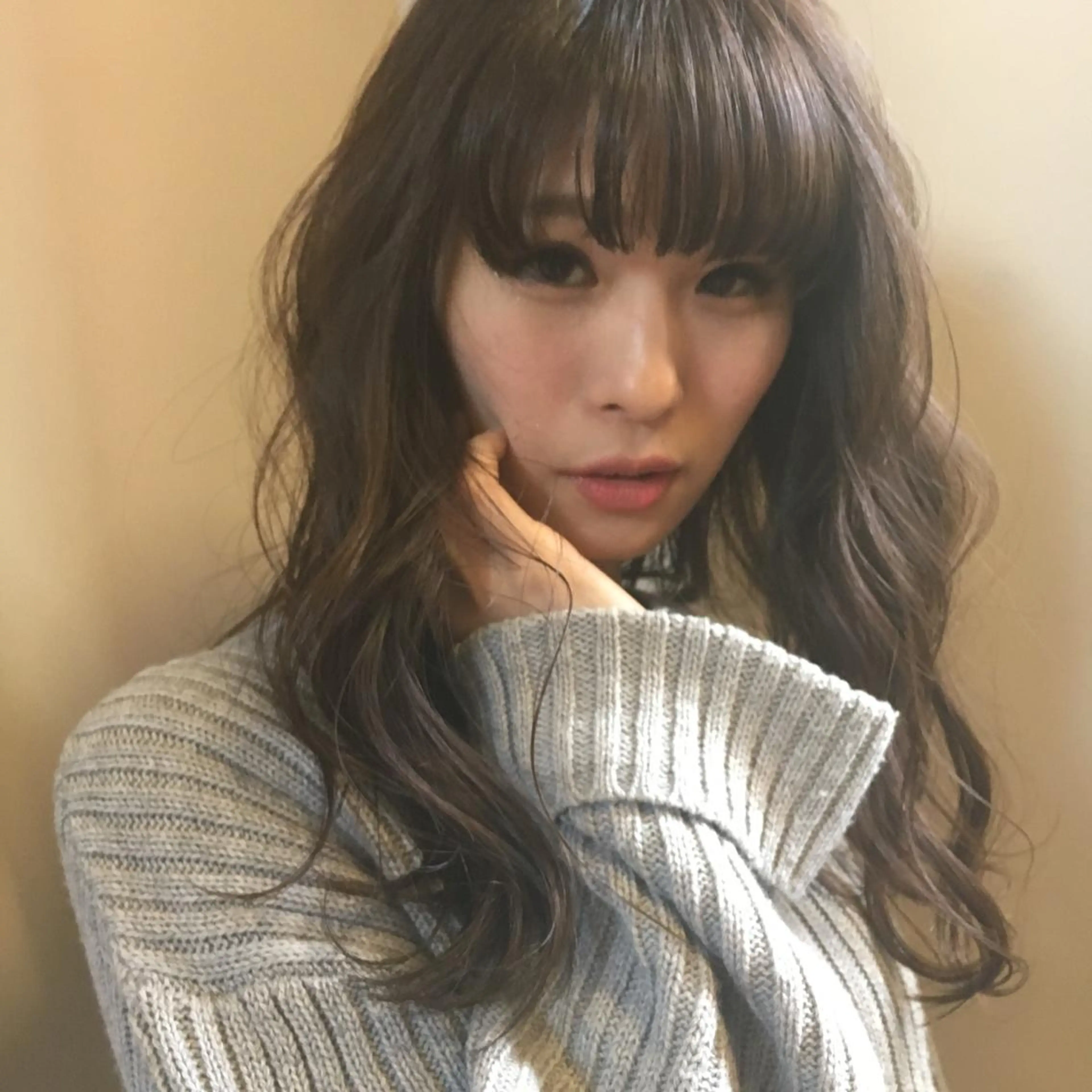 セミロング カラー ブラウンカラー パープルカラー パープルブラウン 薬院:今泉/上川美幸 ボブ/顔周りレイヤーのヘアスタイル