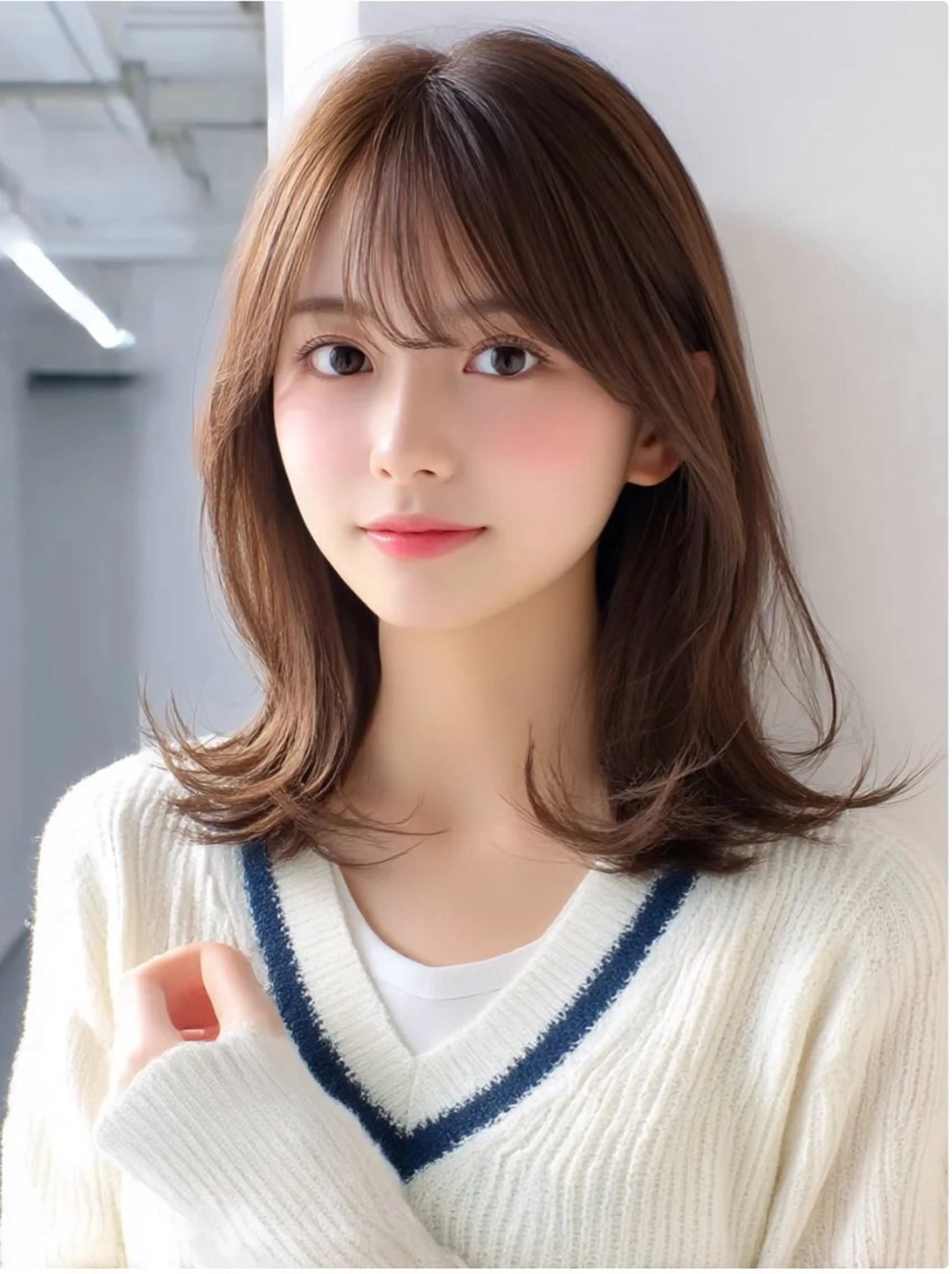 ミディアム カラー 北川大輔🌟 小顔レイヤーカットのヘアスタイル