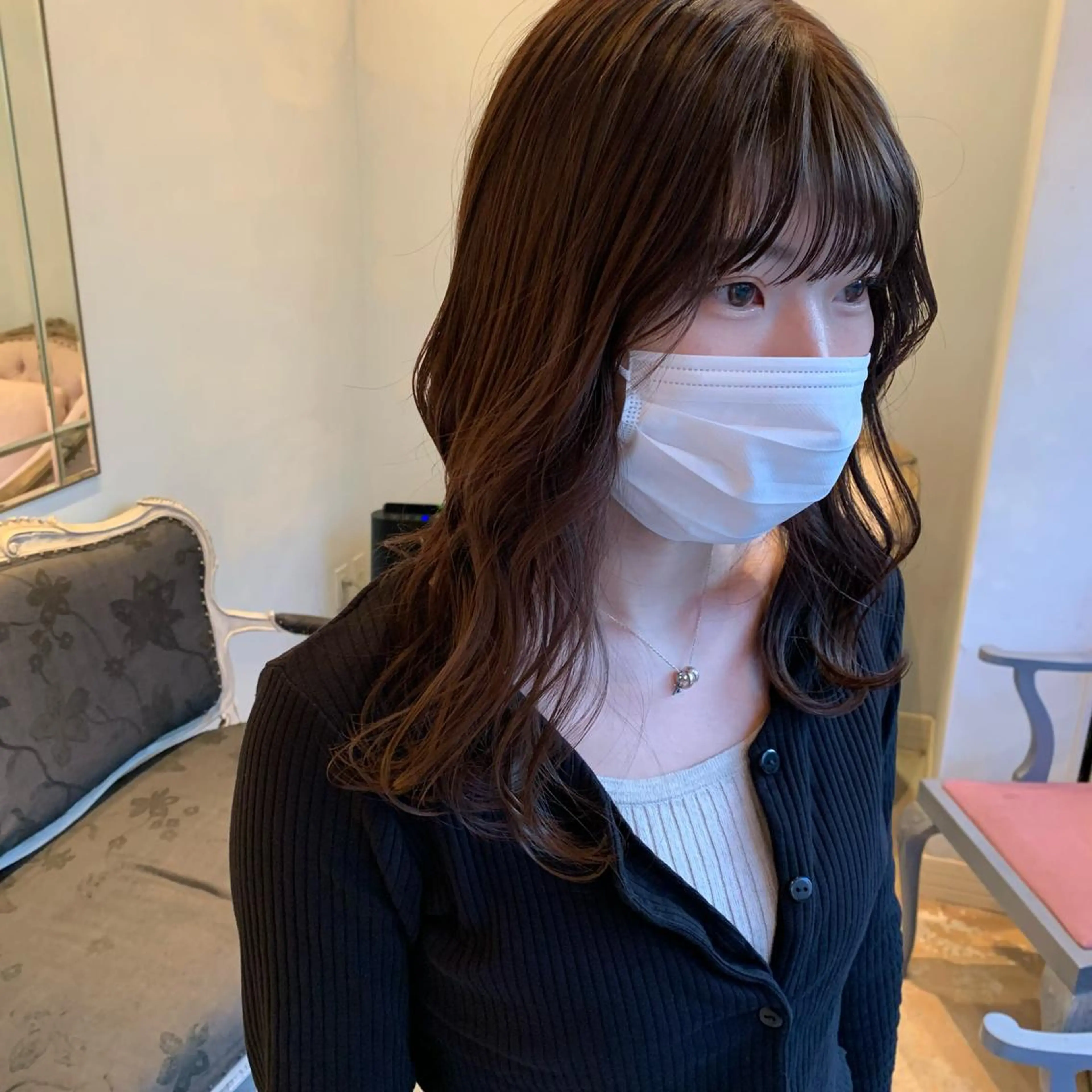 ロング カラー カット トリートメント SAKINO． ベージュカラーのヘアスタイル