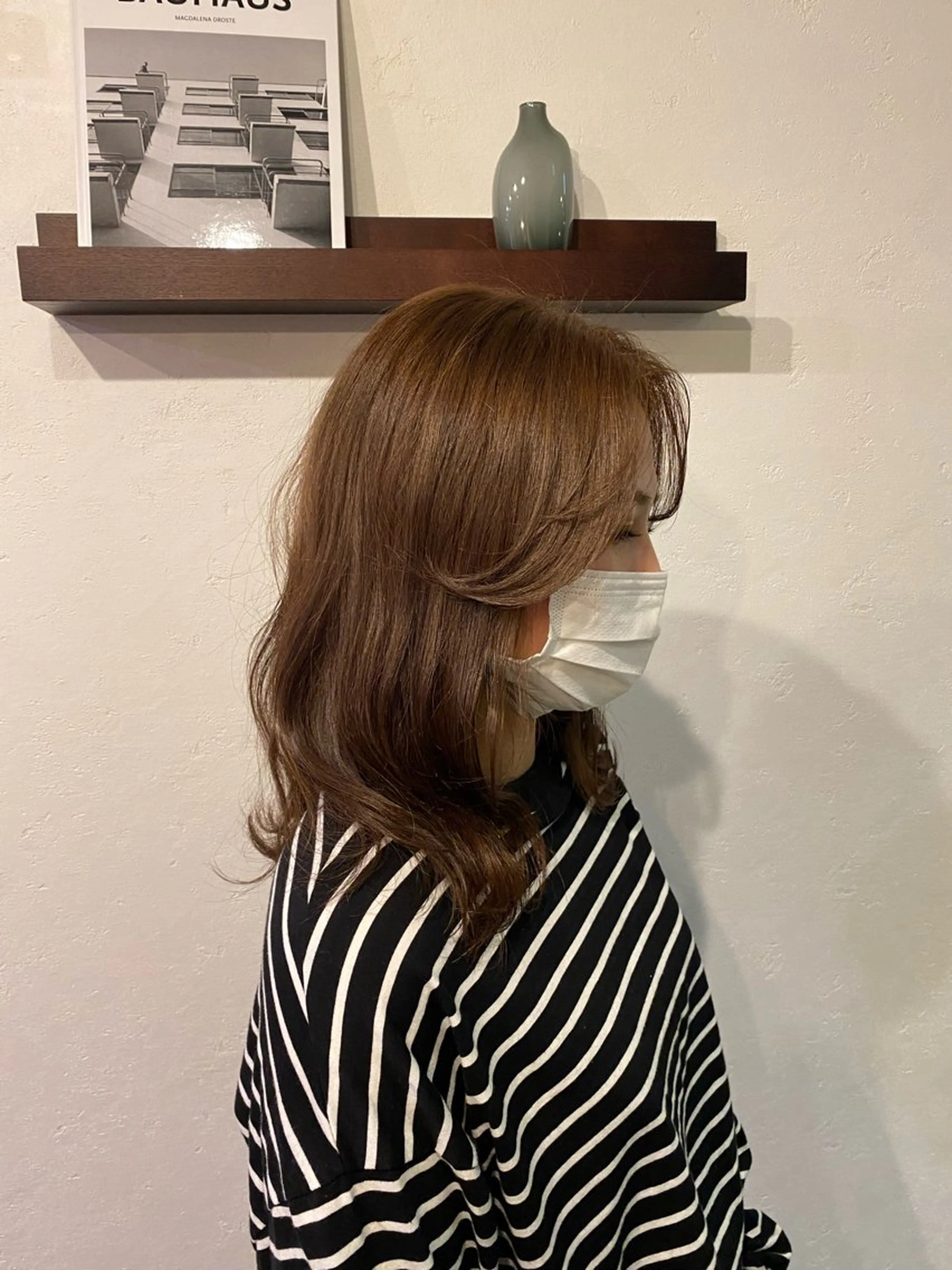 セミロング カラー ヘアアレンジ ブラウンカラー 透明感カラー 河田 緋菜乃のヘアスタイル