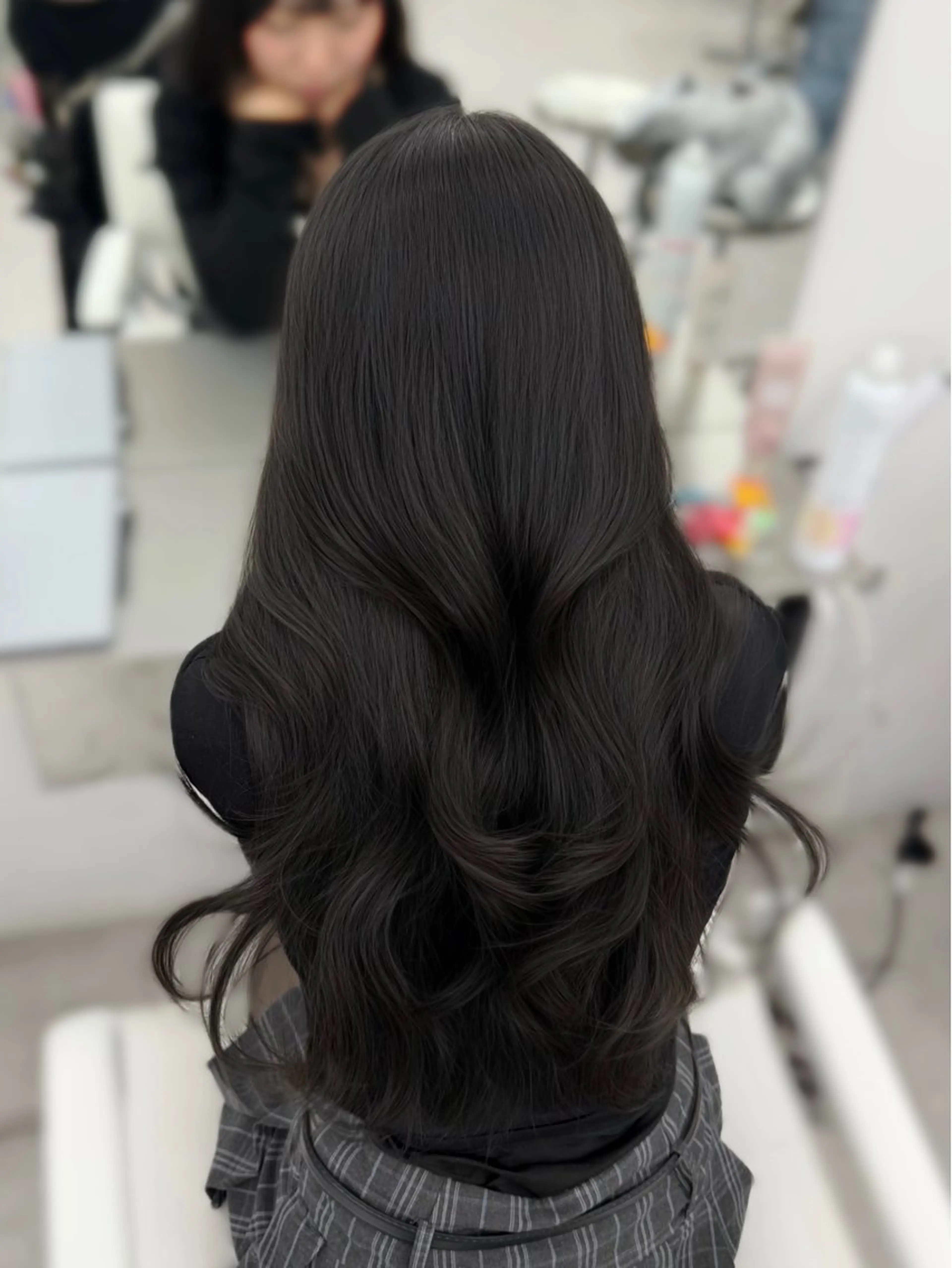 ロング カラー グレージュ カット ヘアカラー トリートメント 韓国ヘア/顔周り ヘアセット/加藤優里のヘアスタイル