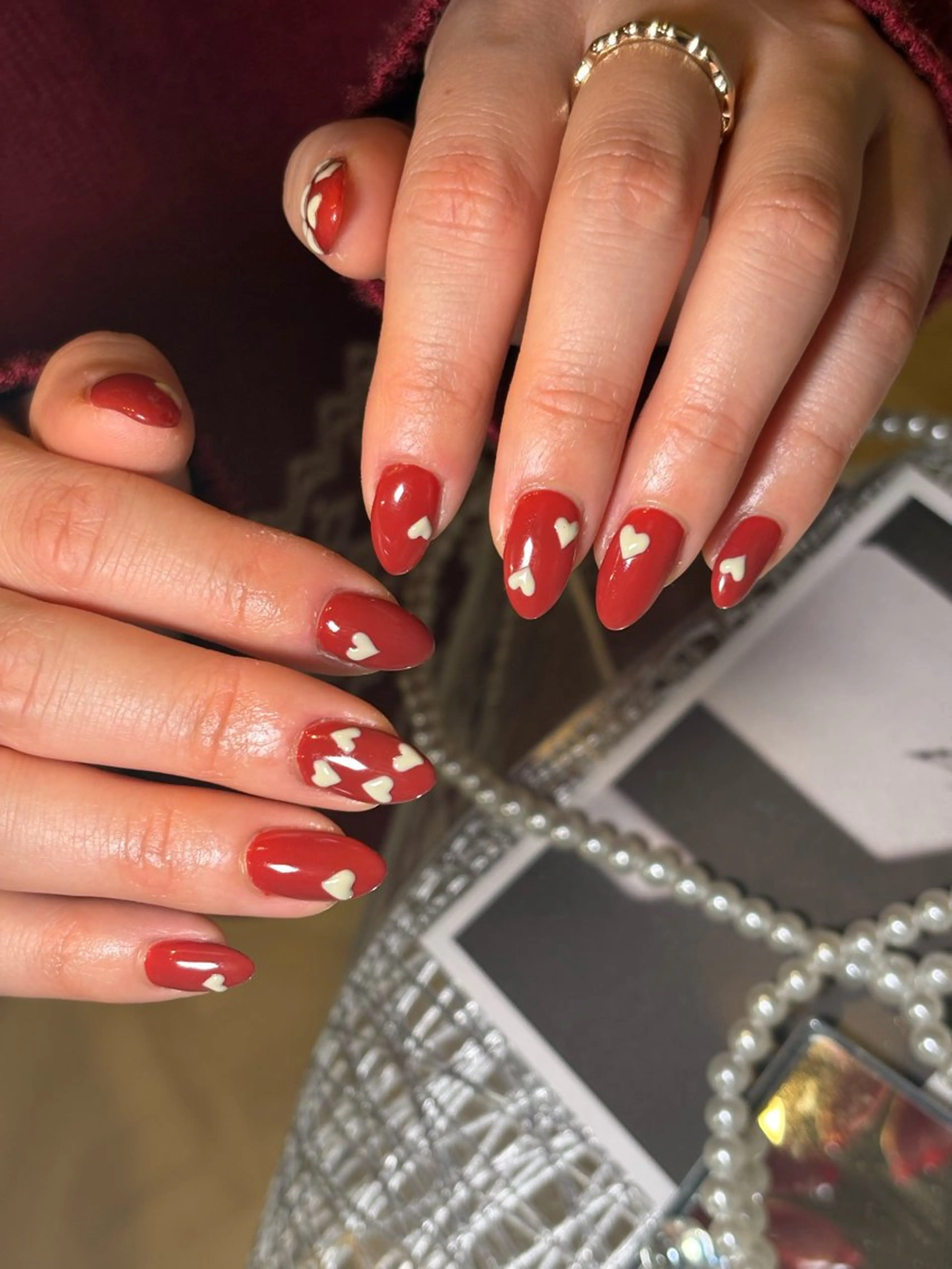 ネイル ハート ぷっくりネイル ハンドネイル .8 HAREのネイルデザイン