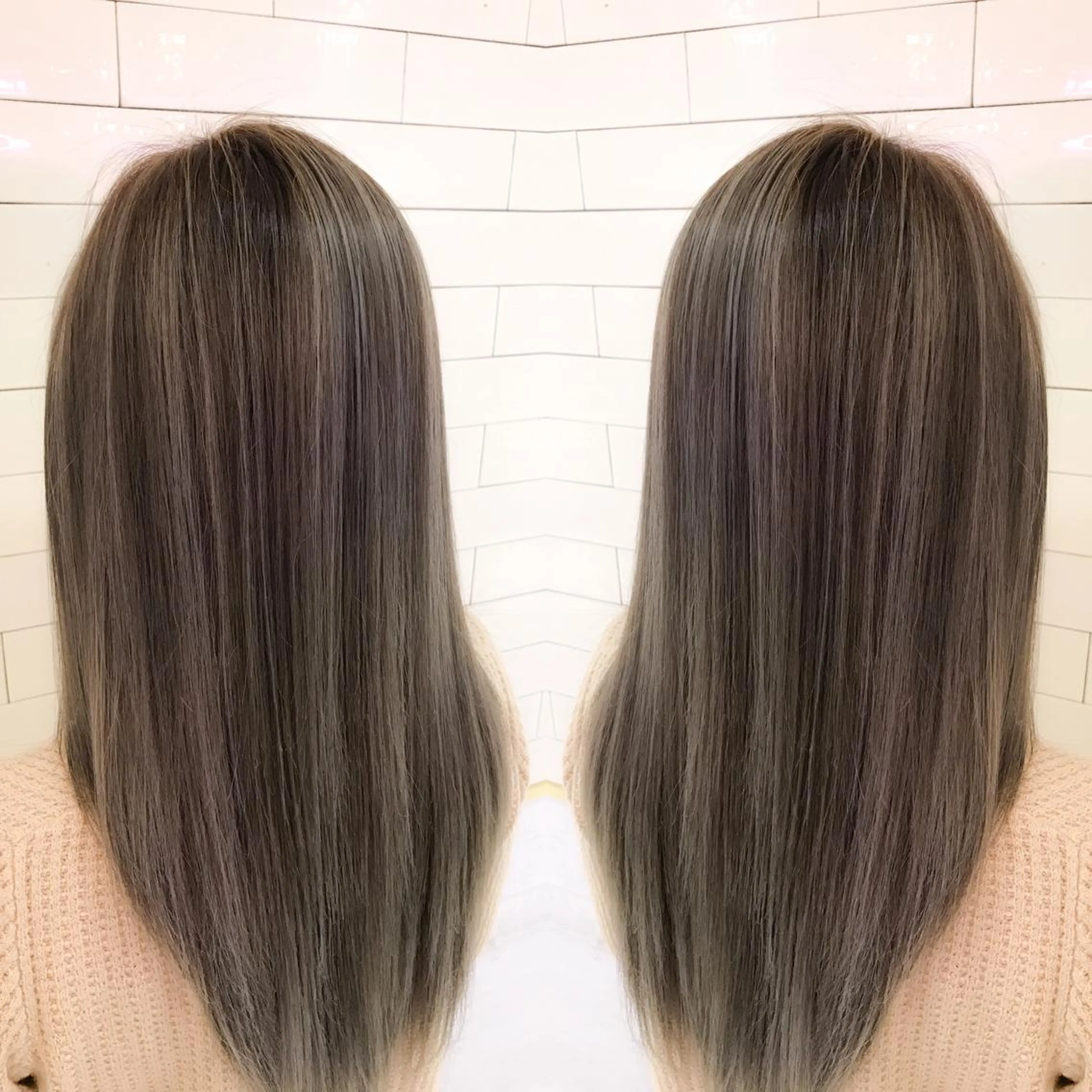 セミロング カラー グレージュ ハイライトカラー ハイライト 🧡ショートの達人 🧡SHOのヘアスタイル