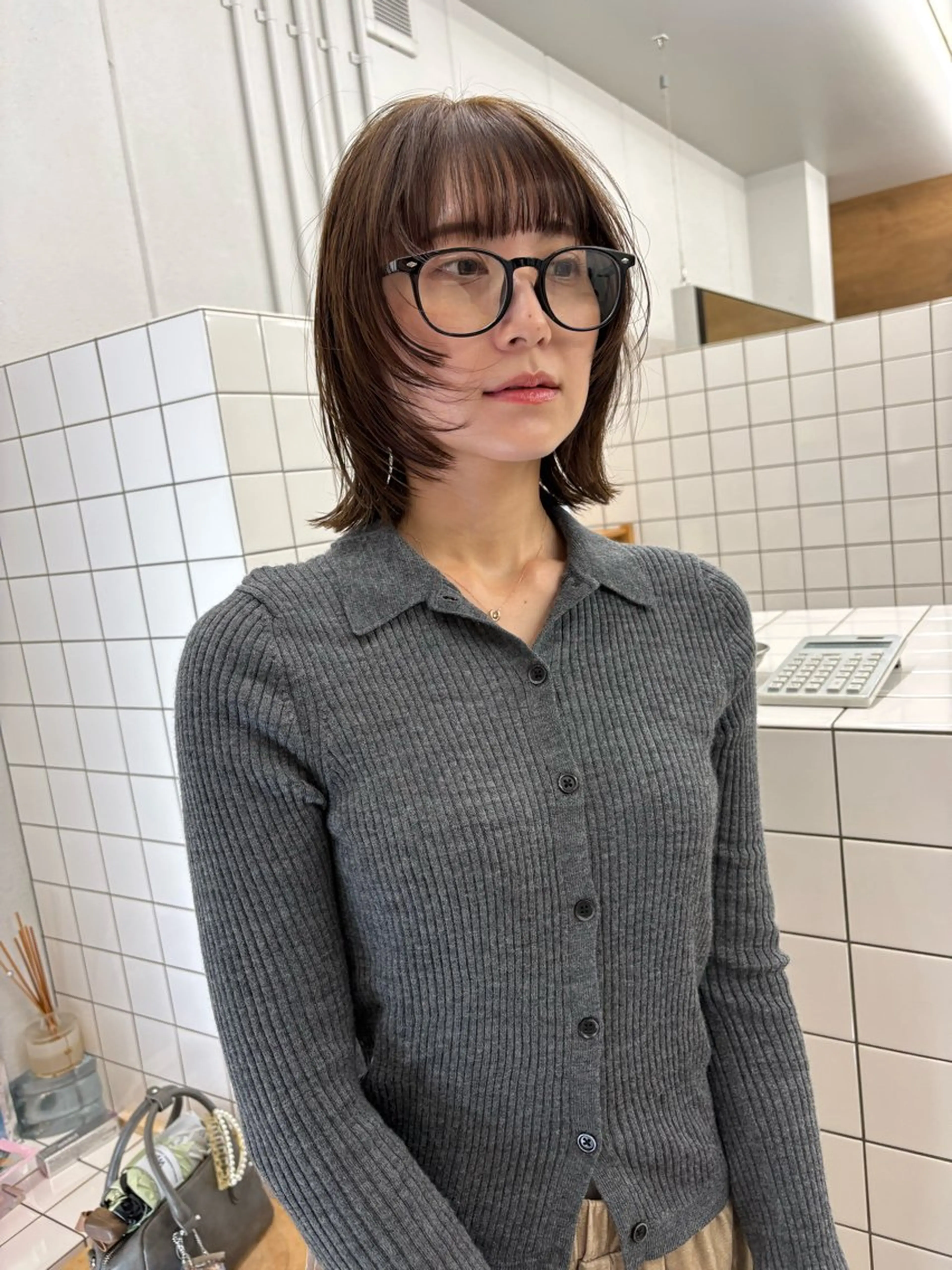 ショート カラー ボブレイヤー ボブ 顔まわりレイヤー レイヤーカット カット ヘアカラー yuria /ボブ/ レイヤー/三宮のヘアスタイル