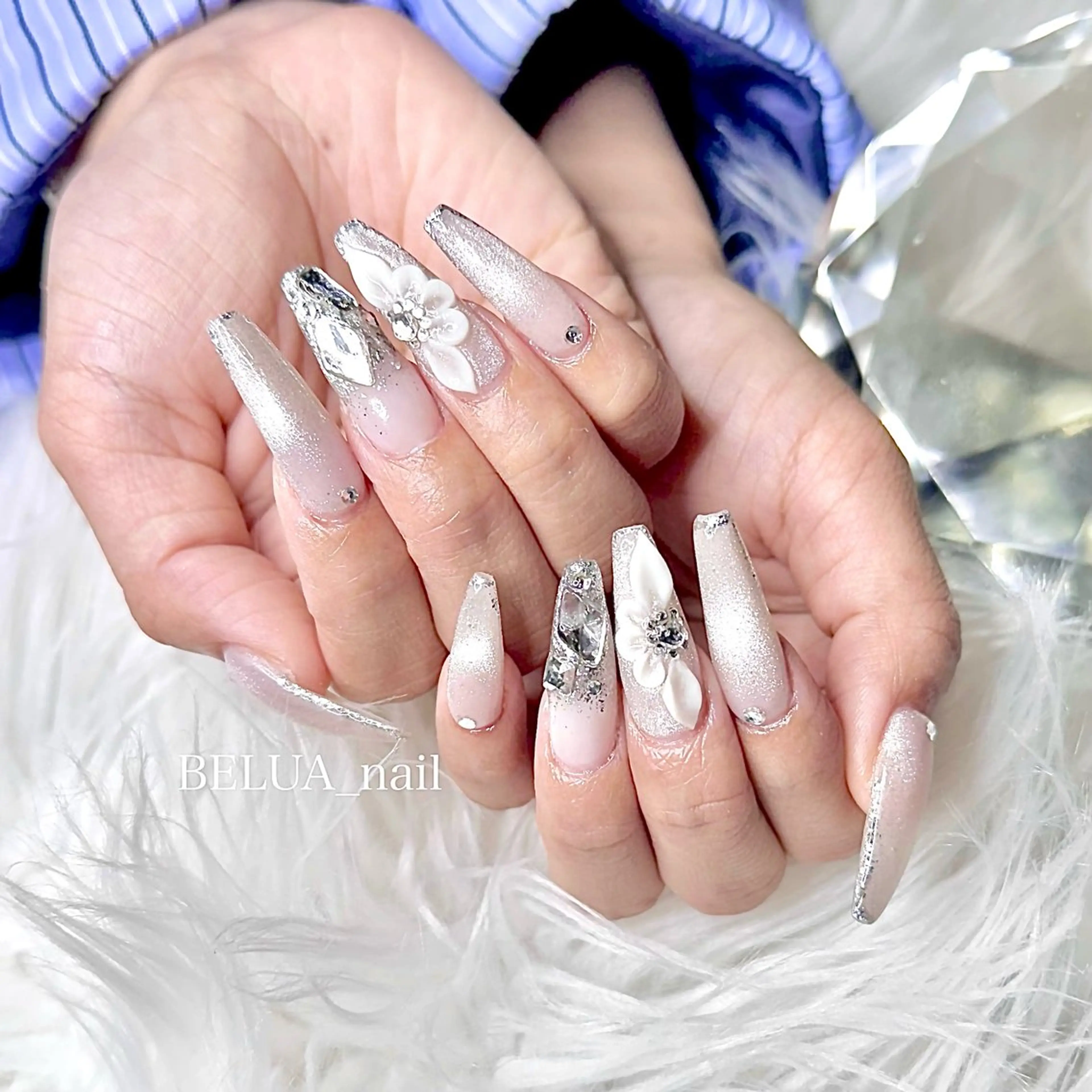 ネイル ロングネイル ハンドネイル フットネイル BELUA 怜美佳のネイルデザイン