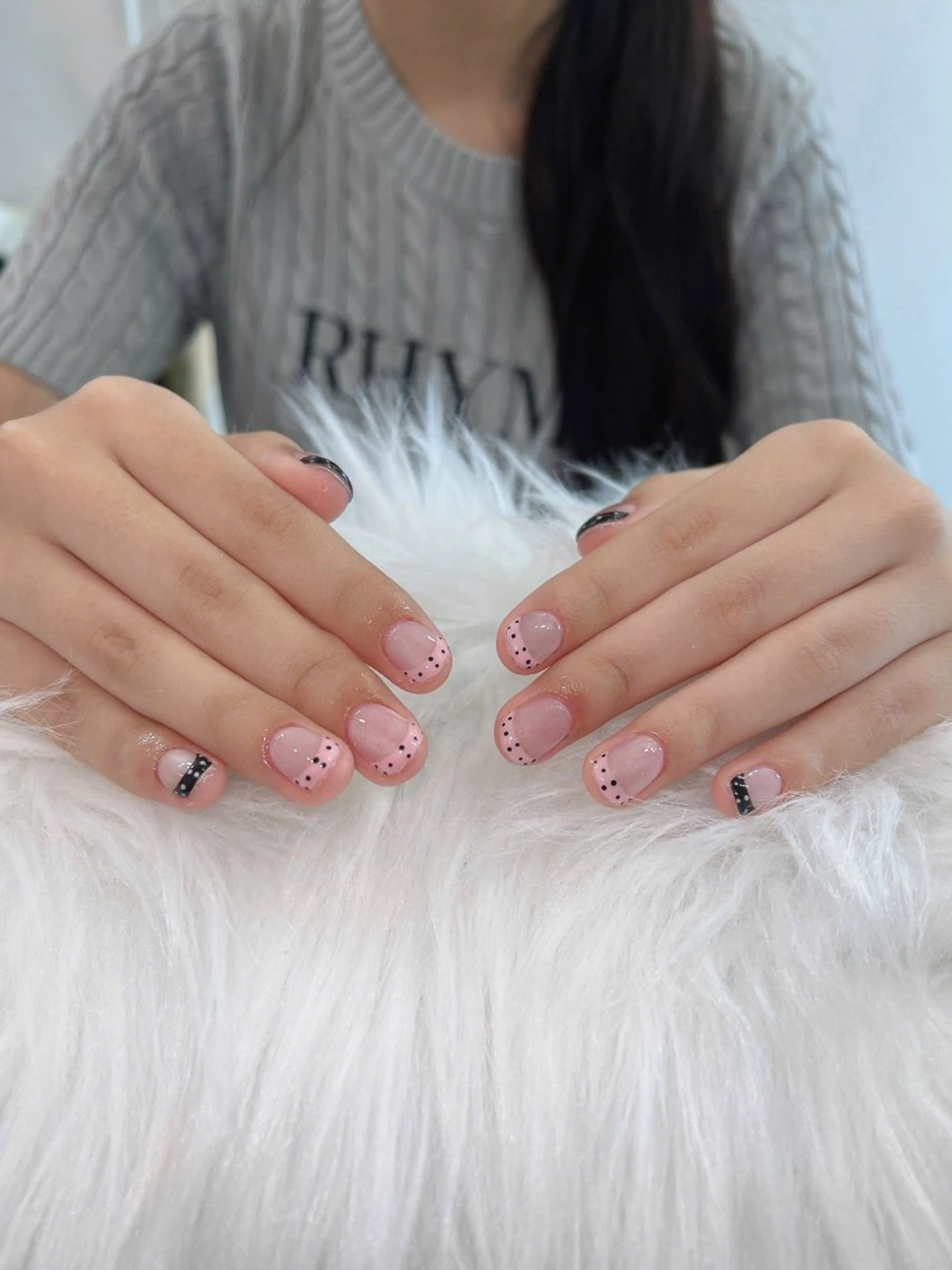 ネイル ガーリー ハート 韓国ネイル ニュアンスネイル リボン Sora nail 長さ出し専門店のネイルデザイン